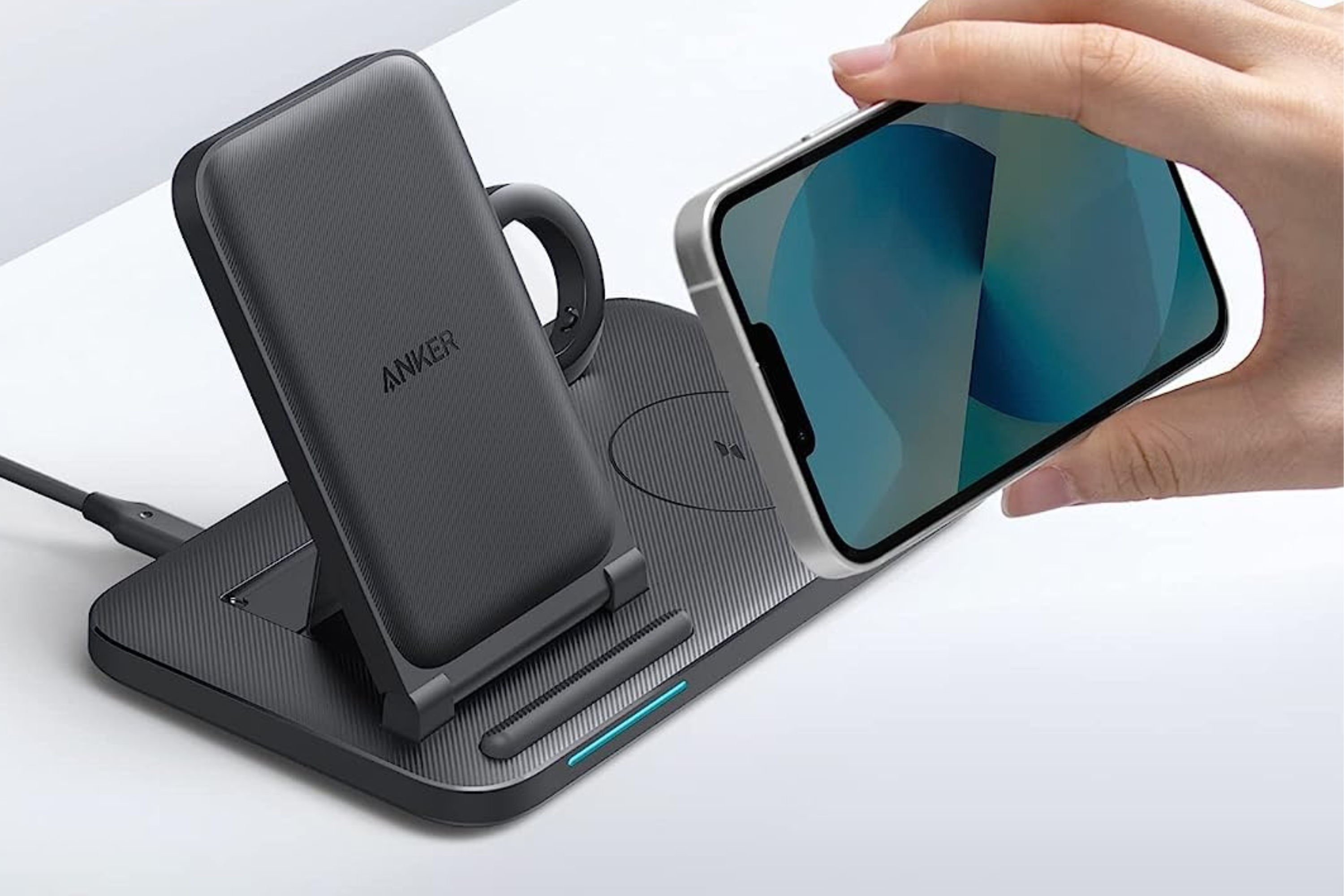 Anker 335 charging station with phone being charged