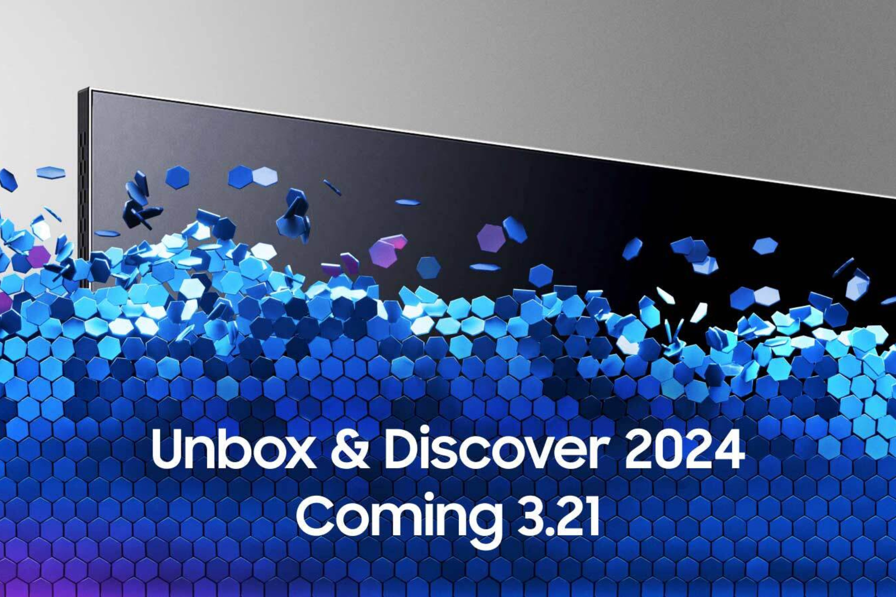 samsung unbox and discover event with a TV pixelating