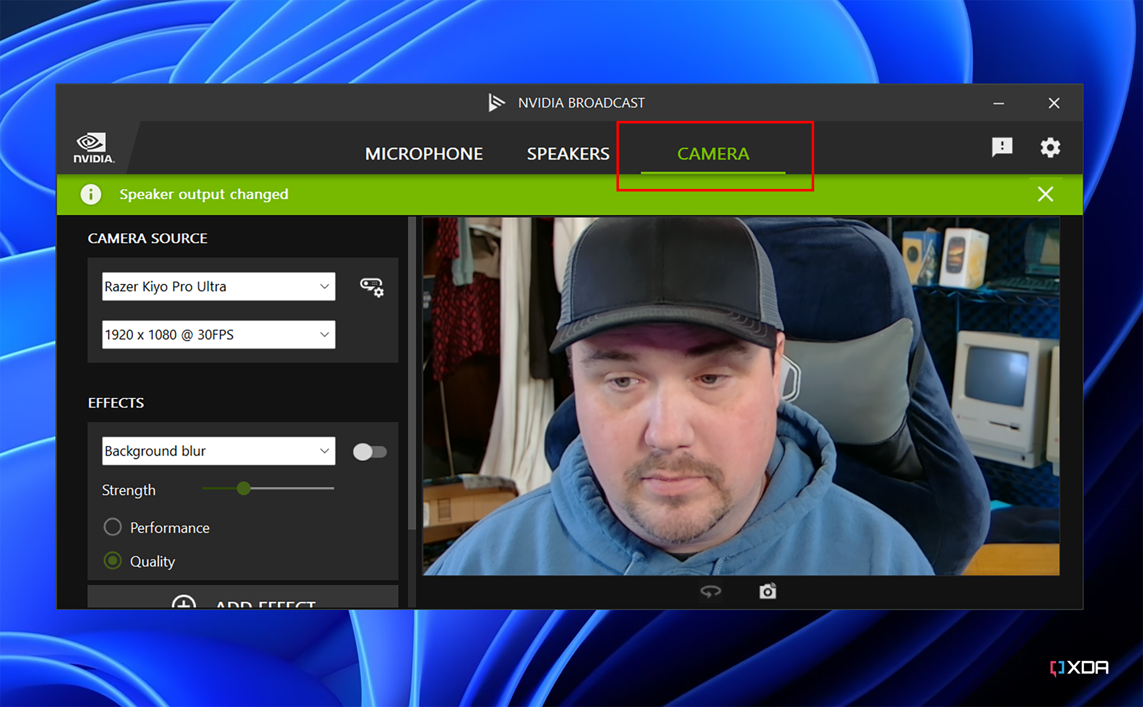 After Nvidia Broadcast launches, select the Camera tab.