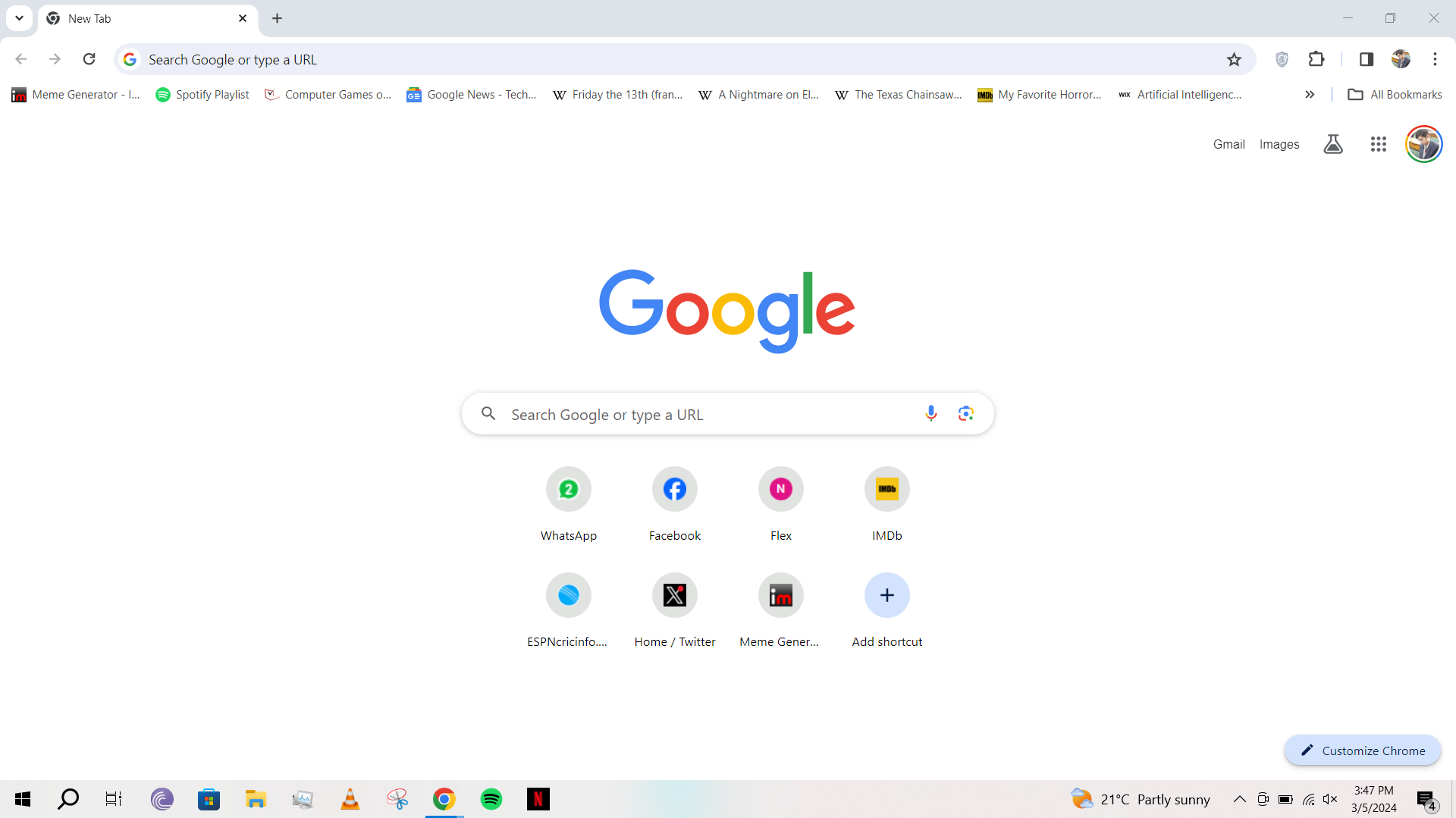 Google Search open in a new tab on Windows 10