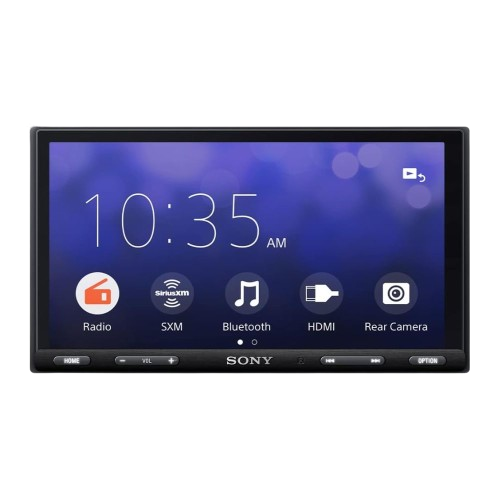 An image showing the Sony XAV-AX5600 Android Auto head unit for cars.