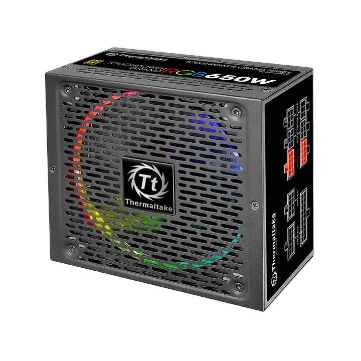 A render of the Thermaltake Toughpower Grand RGB 650W PSU on a transparent background. 