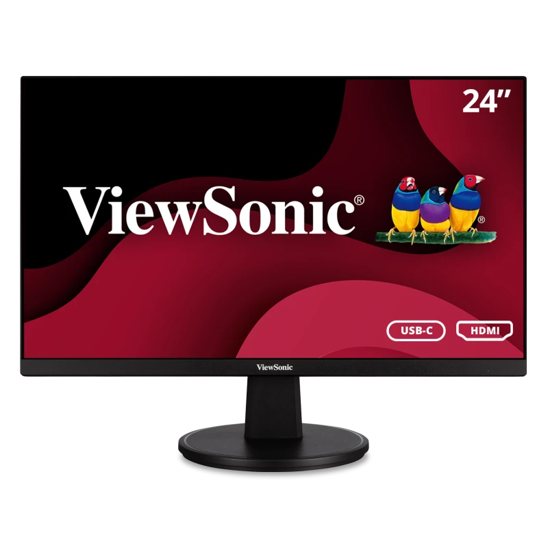 Una representación del monitor USB-C ViewSonic VA2447 MHU sobre un fondo transparente.