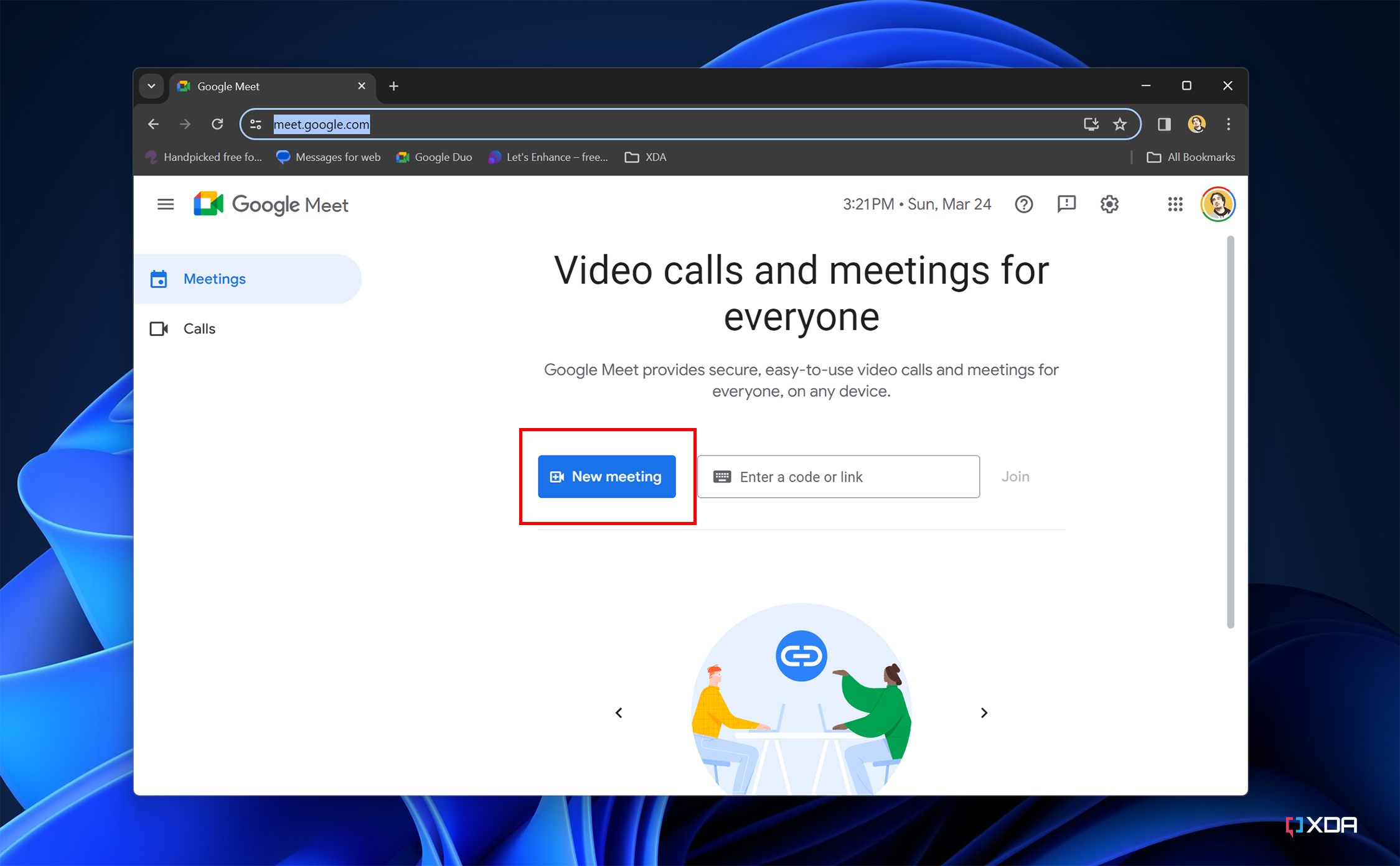 Using your video call service of choice, create a new call or meeting instance.
