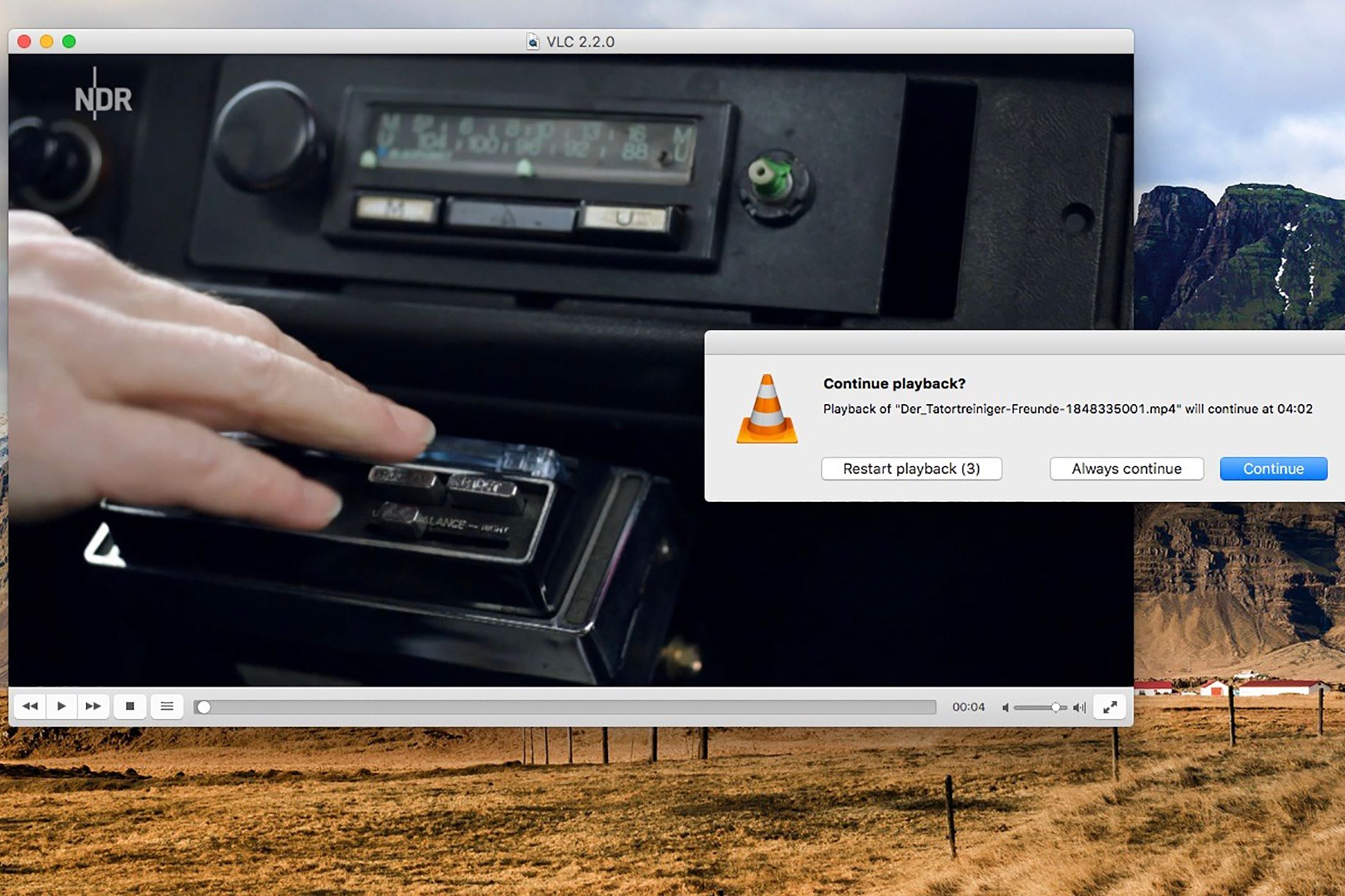 Una pantalla de Mac que muestra el reproductor multimedia VLC