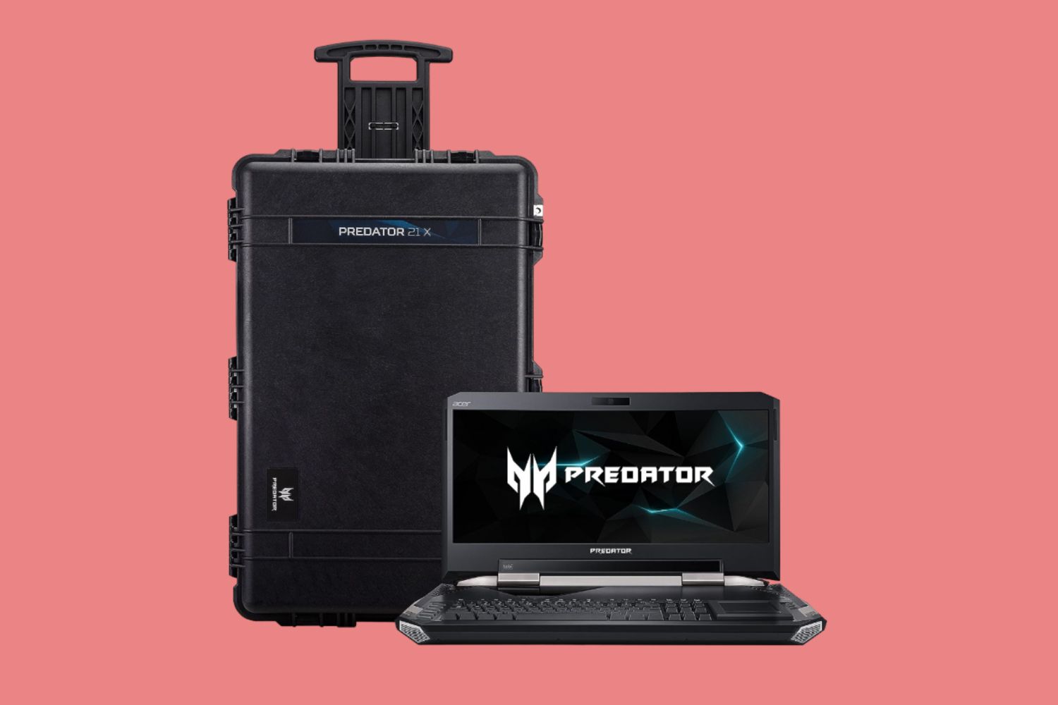 Una representación del Acer Predator 21 X sobre un fondo marrón