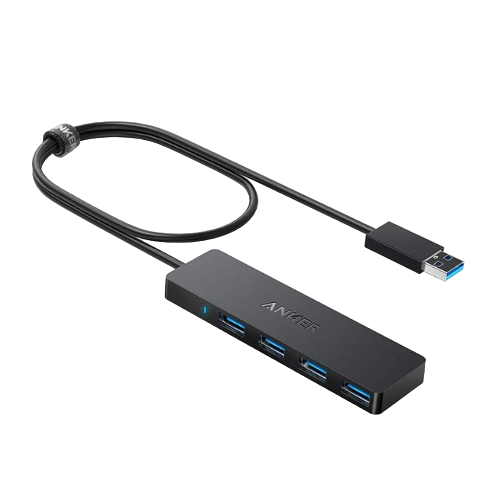 Una representación transparente del concentrador USB 3.0 de 4 puertos de Anker