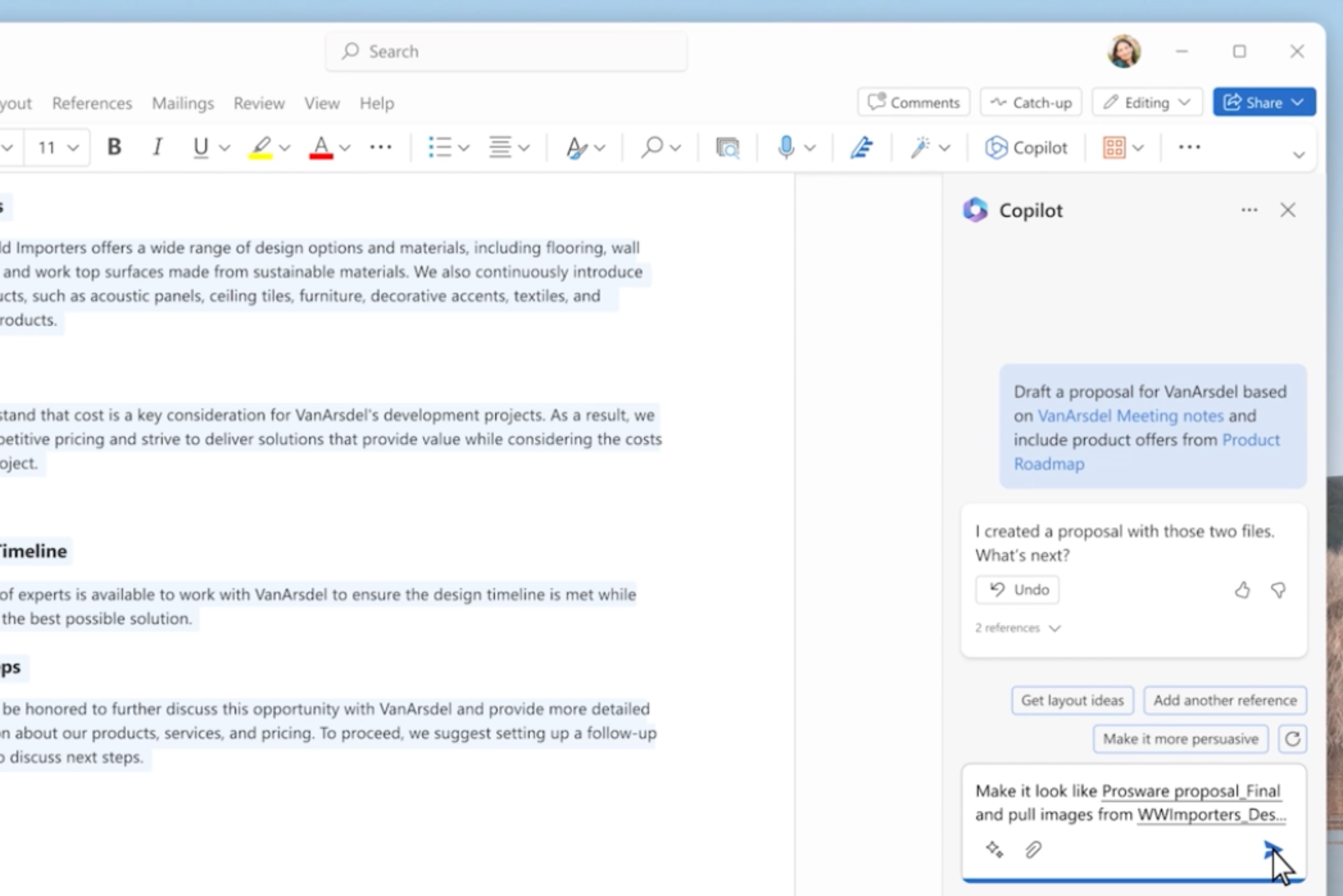 Microsoft Copilot crea documentos basados ​​en otros archivos.