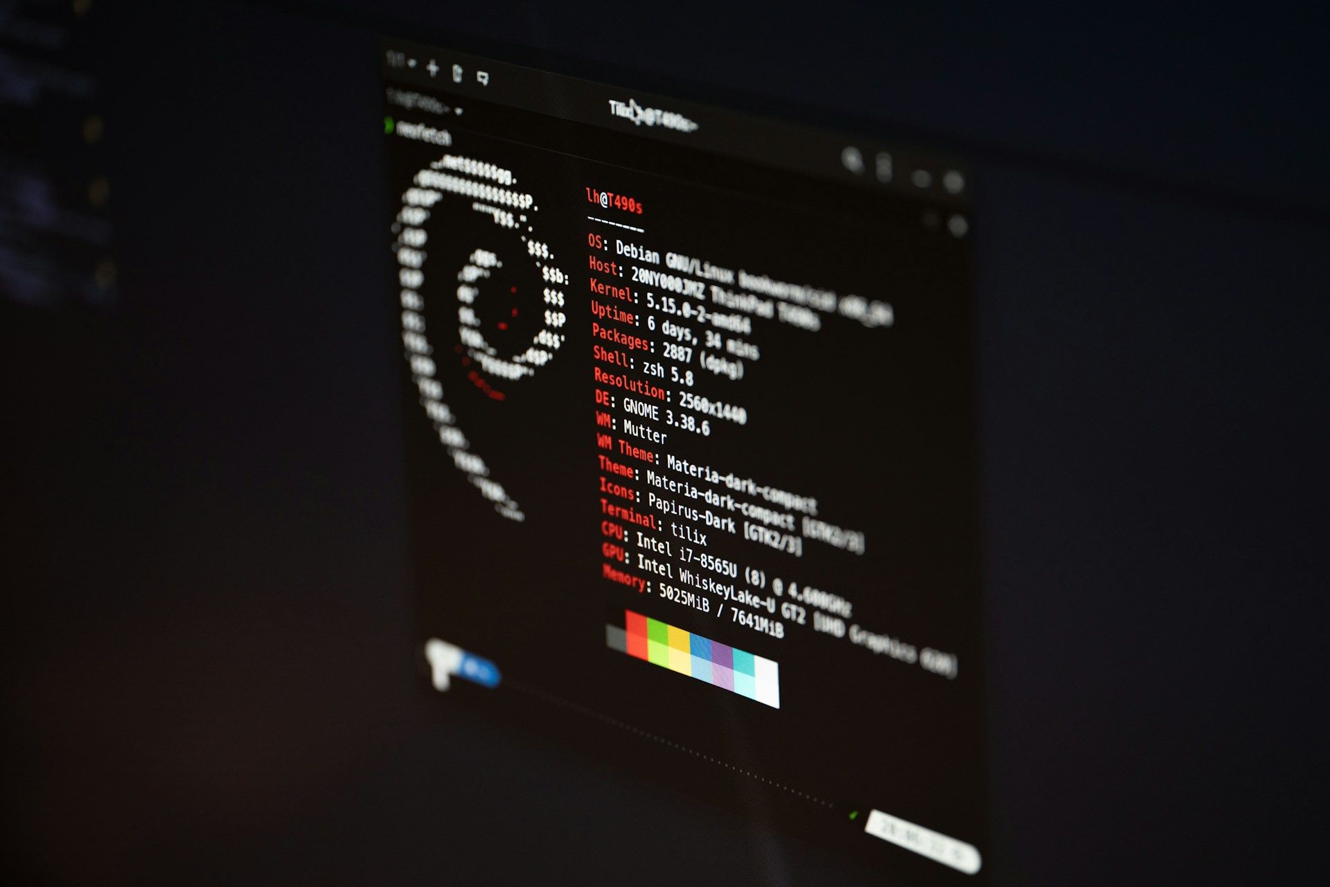 Ventana de terminal de Debian Linux