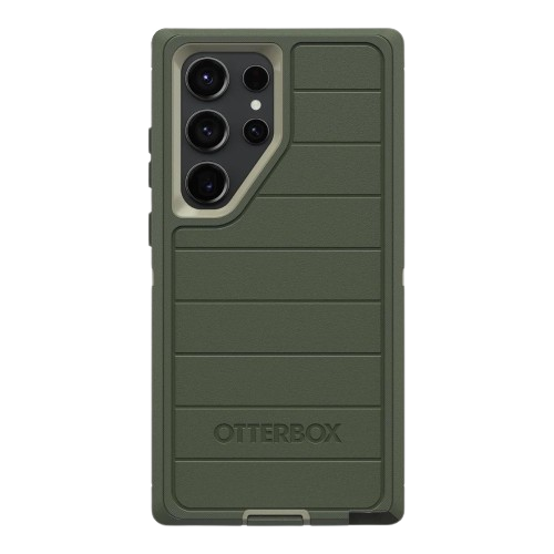 An image showing the render of the OtterBox Defender case for Samsung Galaxy S23 Ultra in green color.