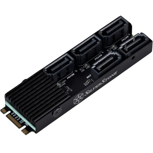 На изображении показан SSD-модуль SilverStone ECS07 черного цвета.