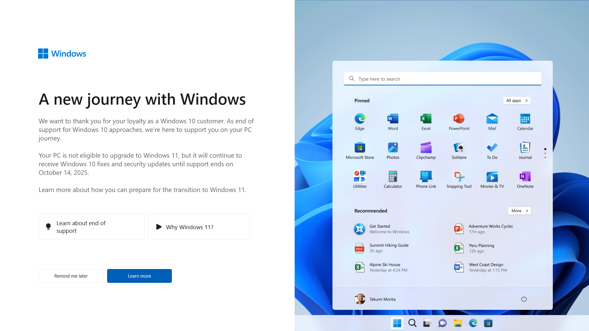 Captura de pantalla que muestra anuncios de actualización de Windows 11 en Windows 10