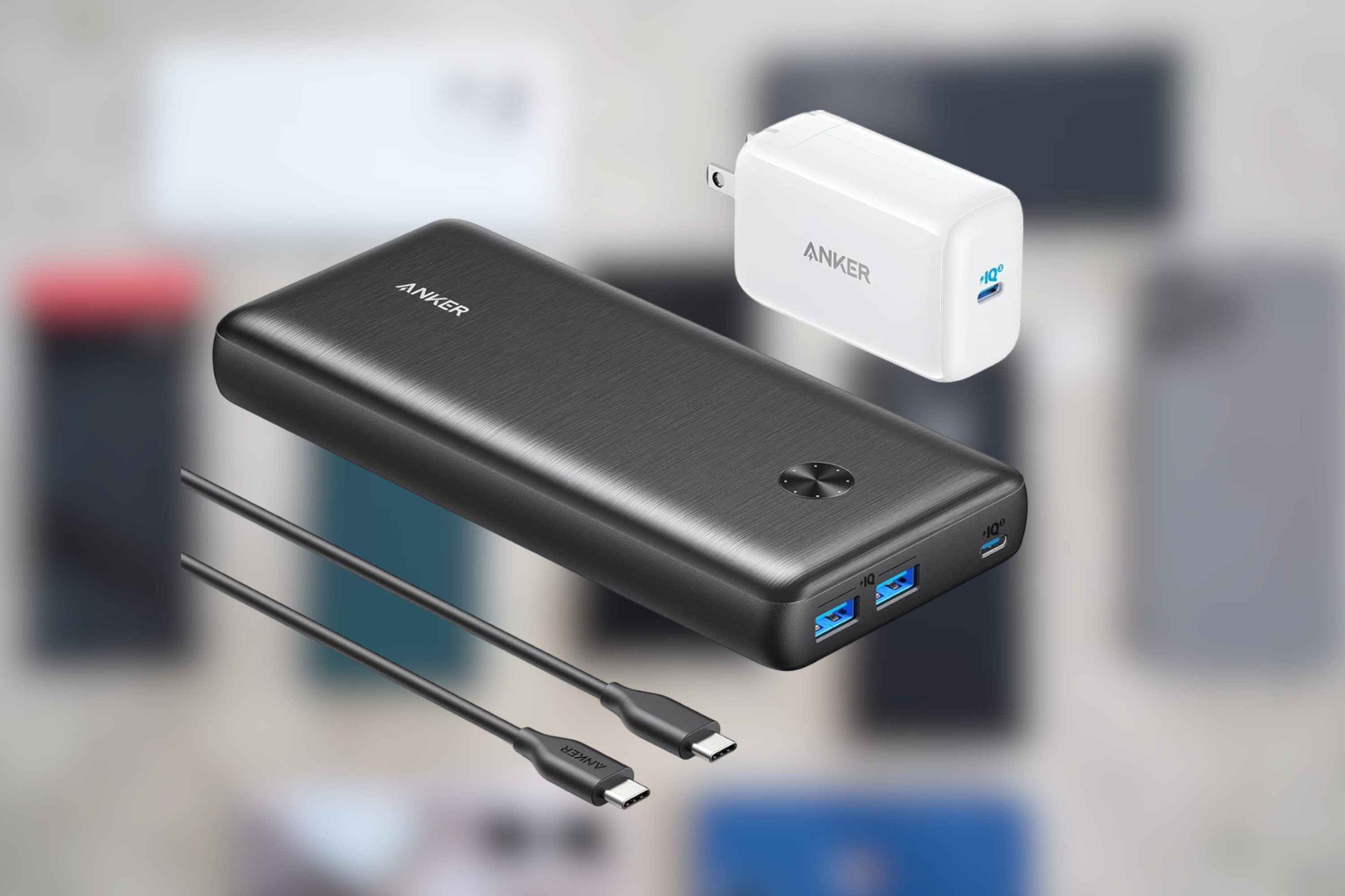 Anker Portable Charger, 737 Power Bank (PowerCore III Elite 25,600 mAh) Combo with 65W PD Wall Charger