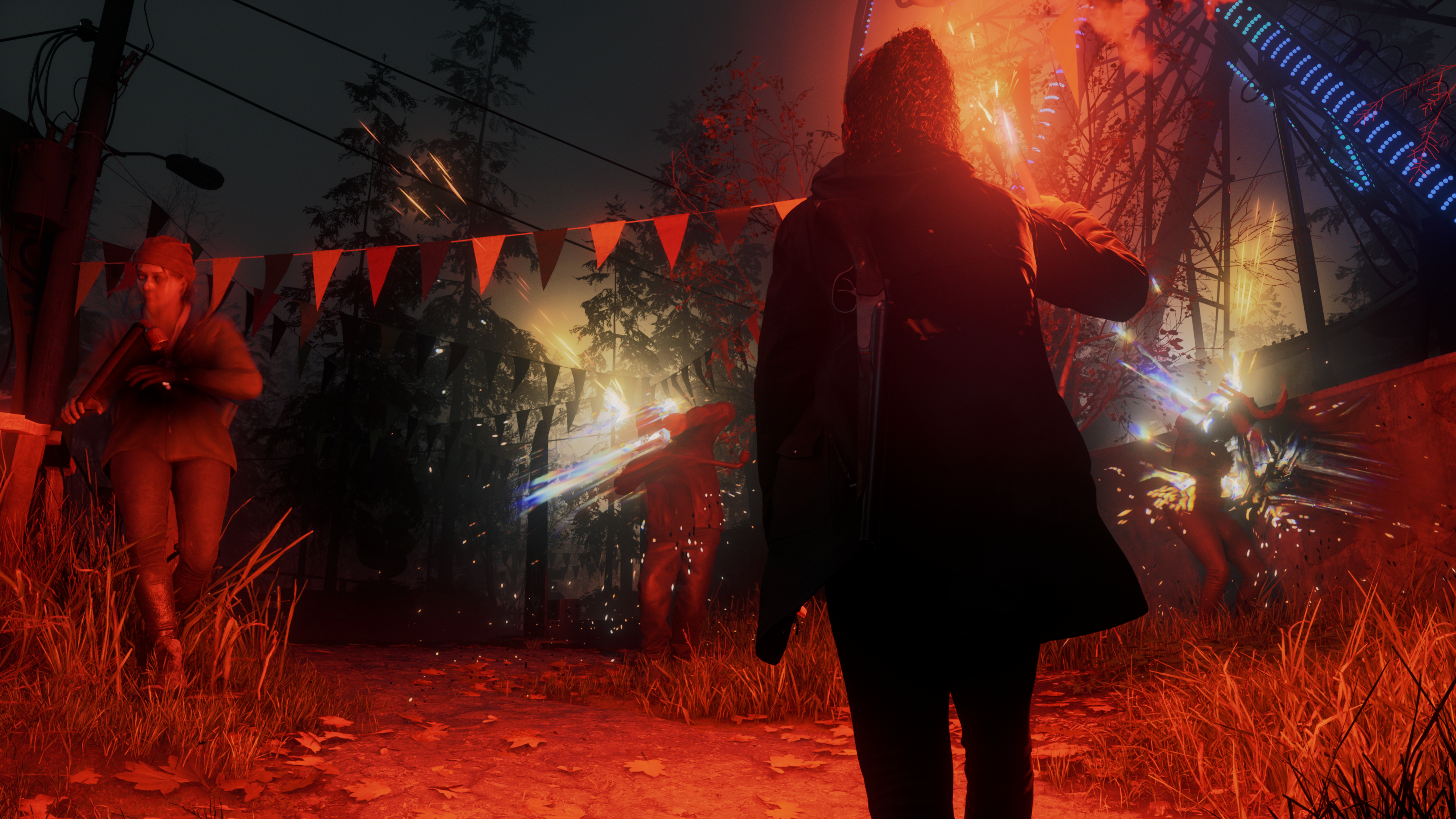 Alan Wake 2 Saga Anderson sosteniendo una bengala