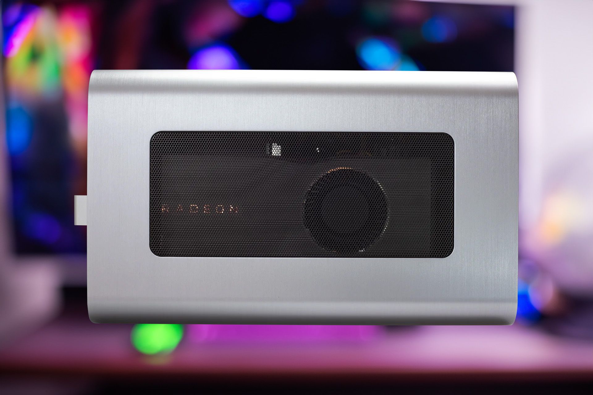Mantiz Saturn eGPU over a colorful background