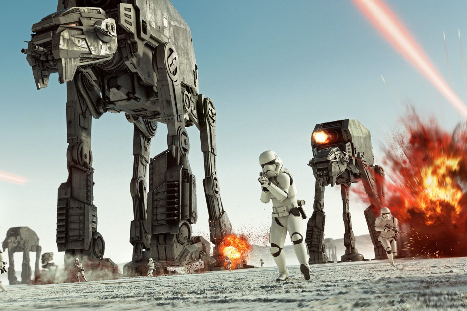 Screenshot from Star Wars Battlefront II showing a battle scene