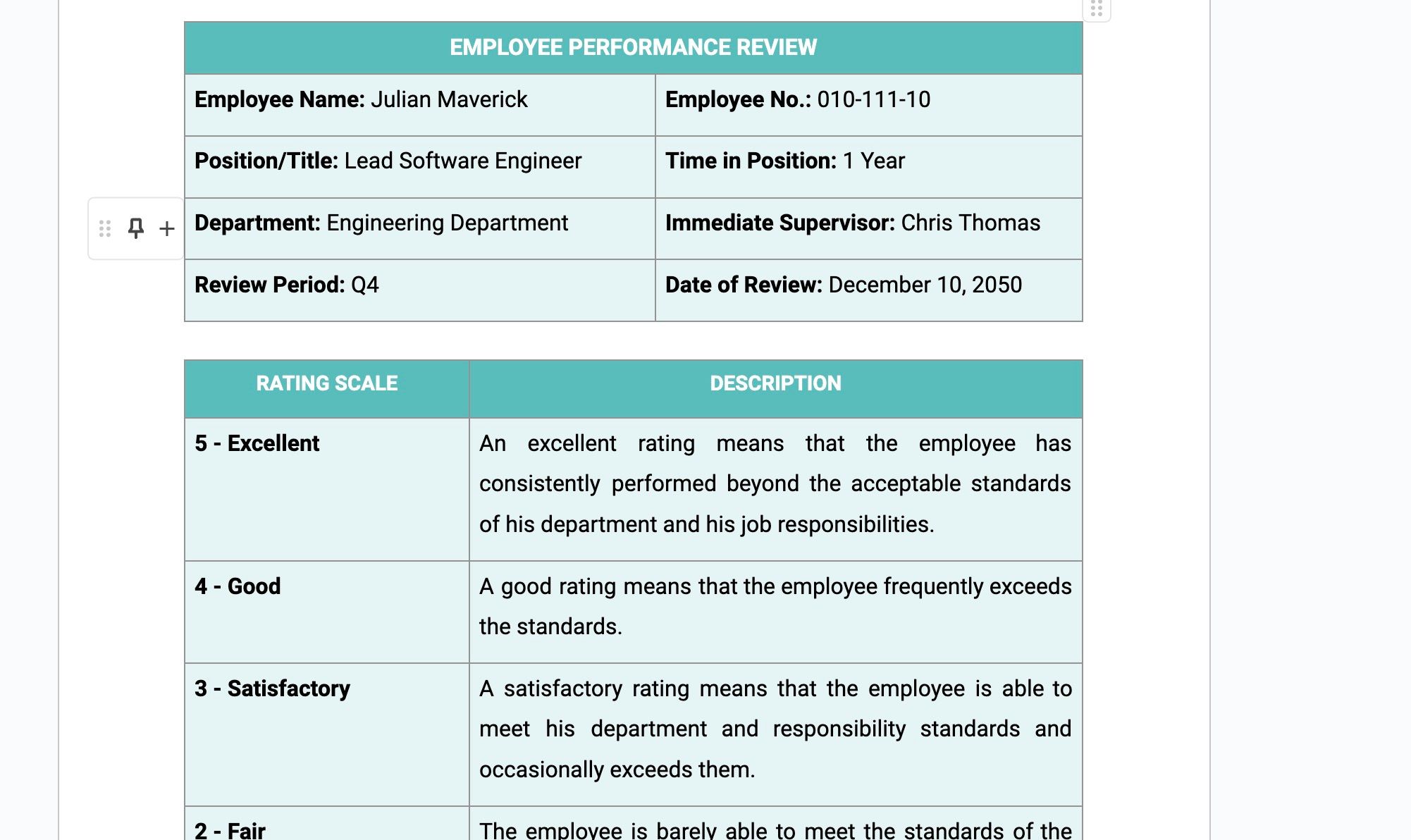 Performance review template 