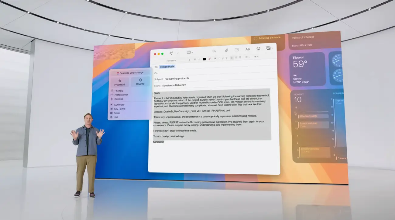 La aplicación Mail de Apple se muestra en la WWDC