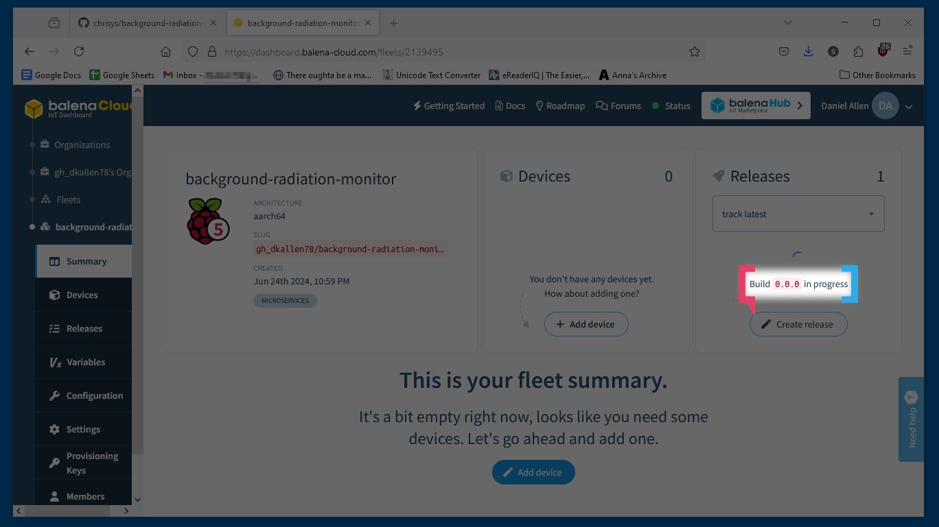 Construcción del sistema operativo balenaCloud en progreso