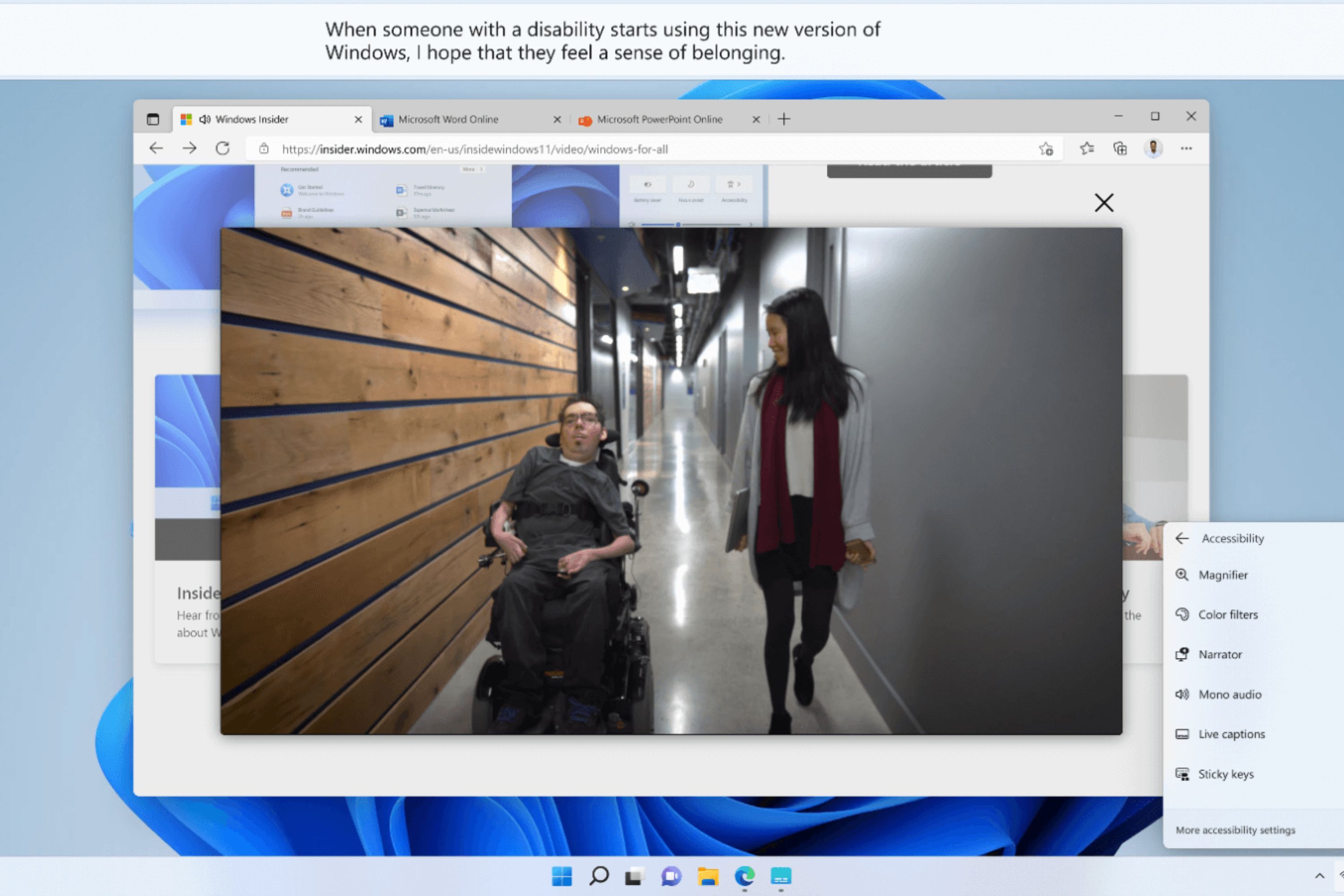 Captura de pantalla de Windows 11 que muestra la función Subtítulos en vivo