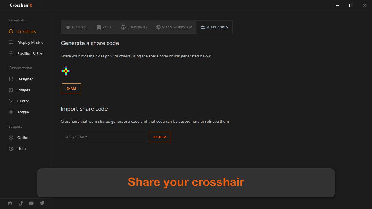 Una captura de pantalla de Crosshair X