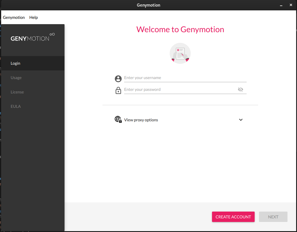 Ventana de configuración de Genymotion