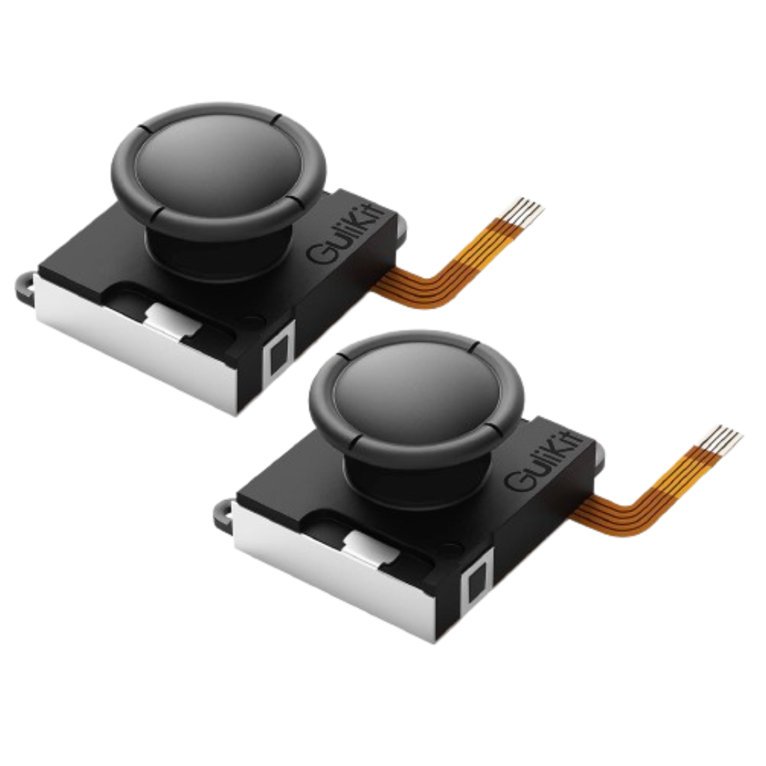 Representación de dos joysticks Gulikit de reemplazo para Nintendo Switch