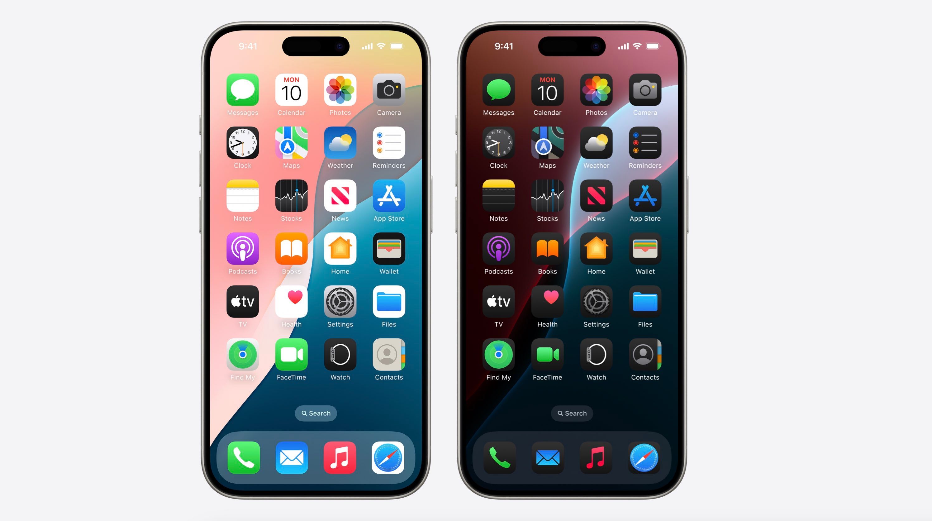 Modo oscuro de iOS 18 en la pantalla de inicio con iconos de color oscuro