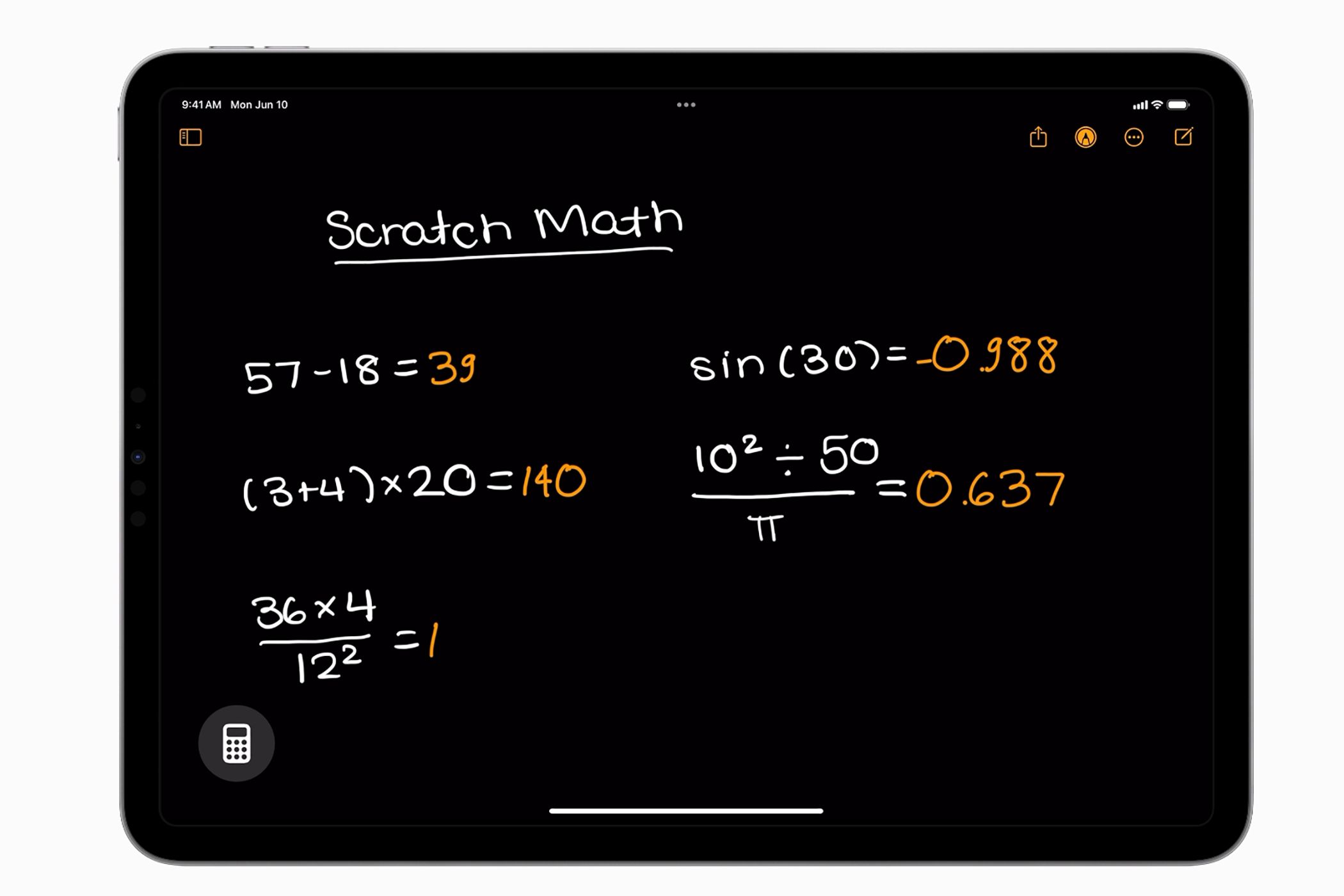 La nueva aplicación Calculadora en iPadOS 18