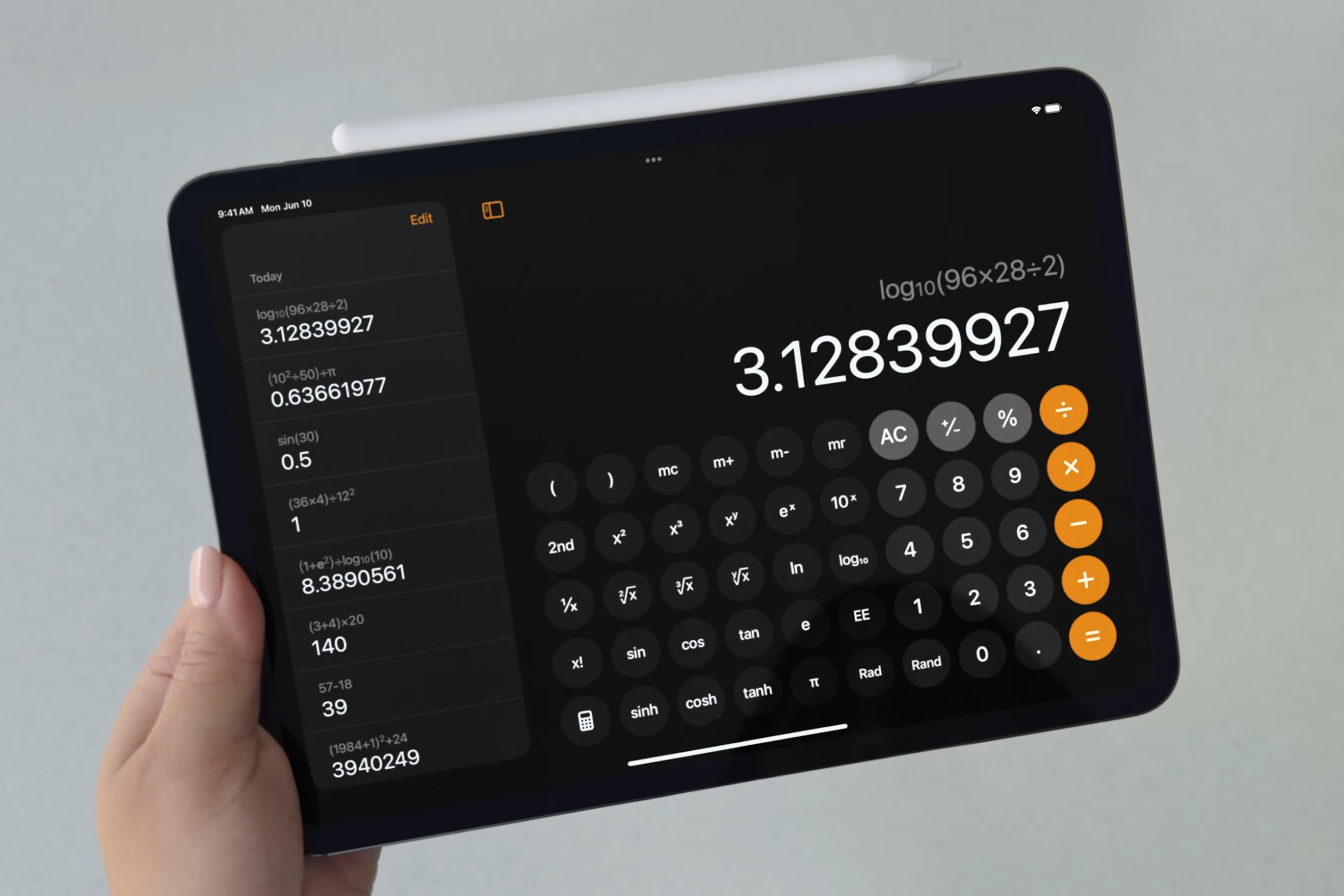 The calculator app on iPad.