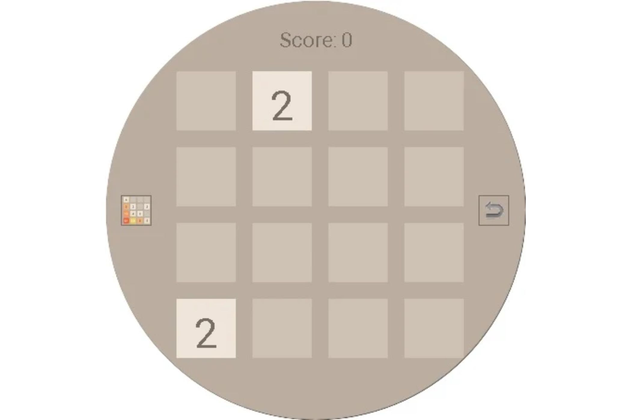 Una captura de pantalla que muestra la aplicación WearOS 2048.