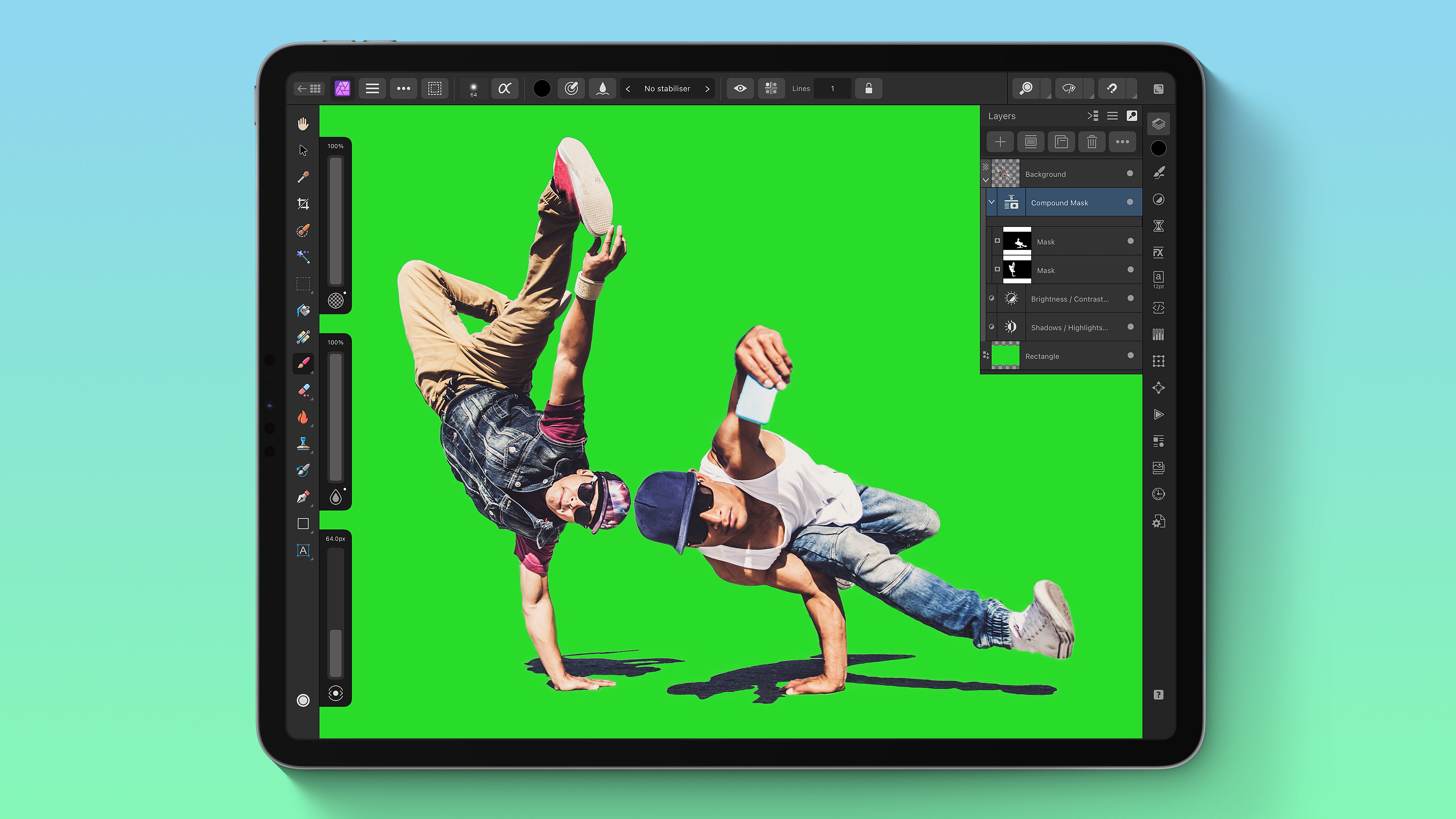 Un proyecto de Affinity Photo en un iPad.