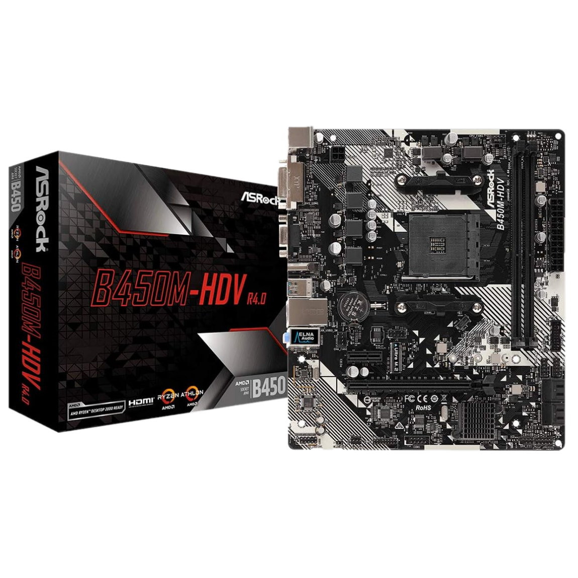 Representación en blanco de una placa base ASRock