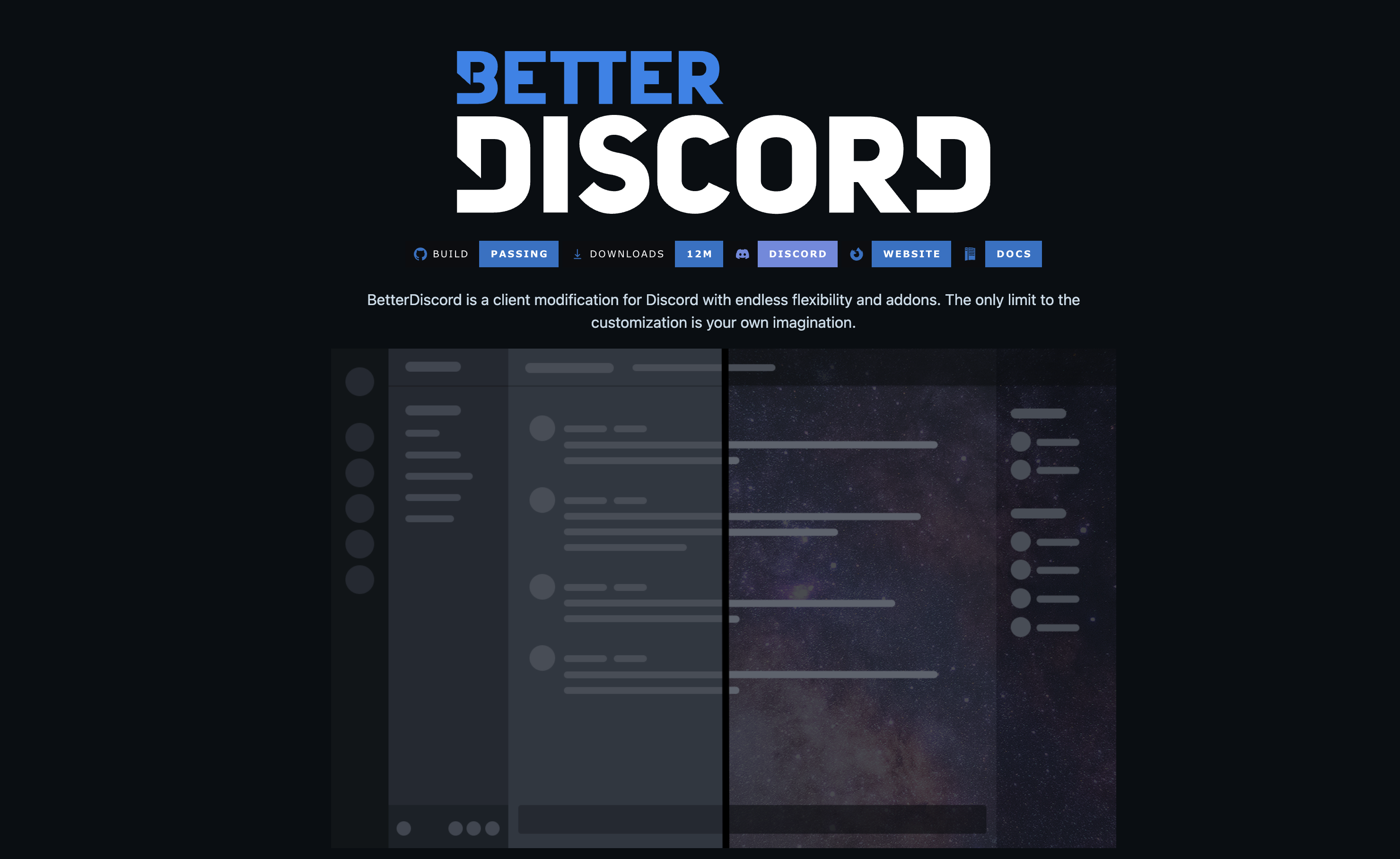 El banner de Better Discord que muestra un ejemplo de tematización