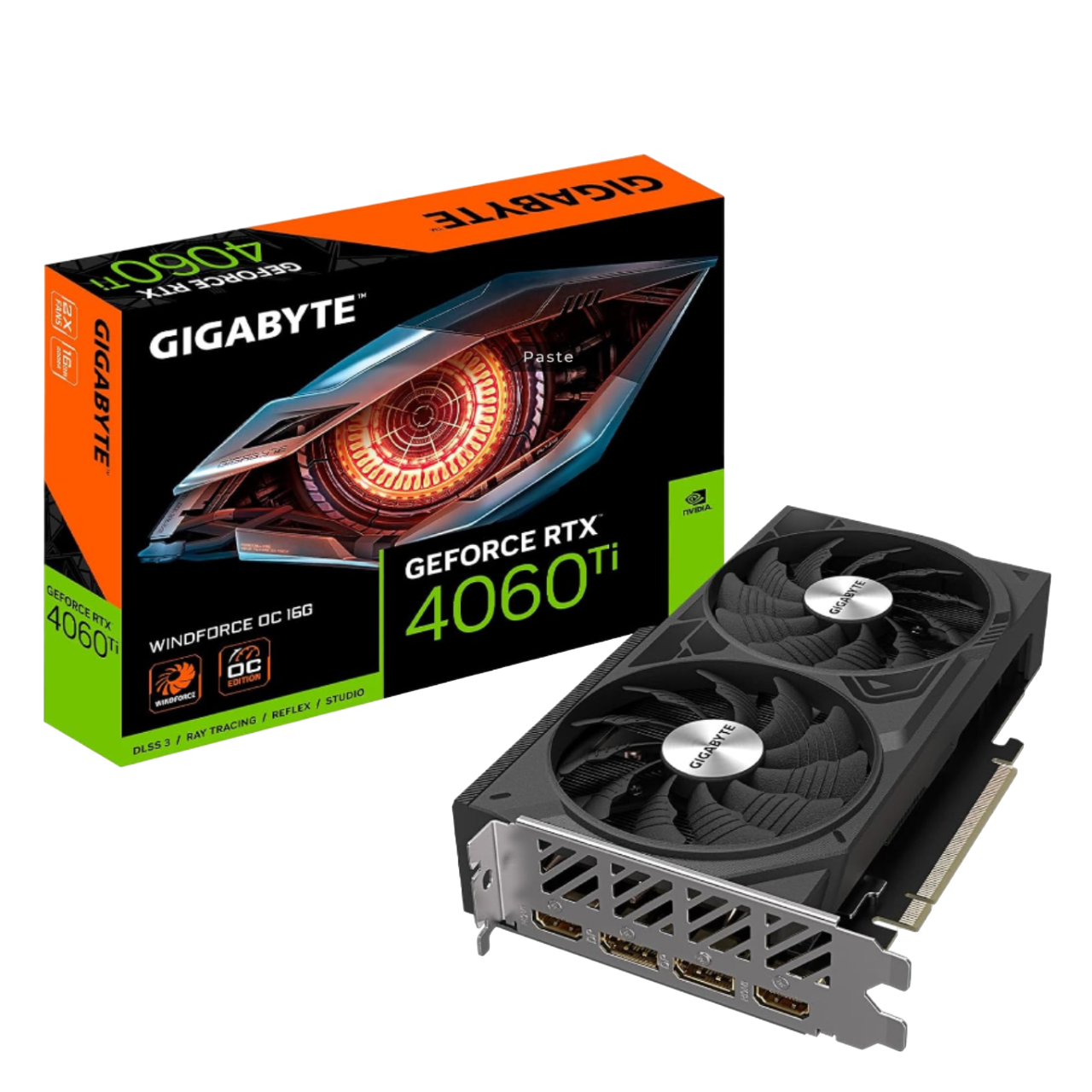 Una representación transparente de la GIGABYTE GeForce RTX 4060 Ti WINDFORCE OC