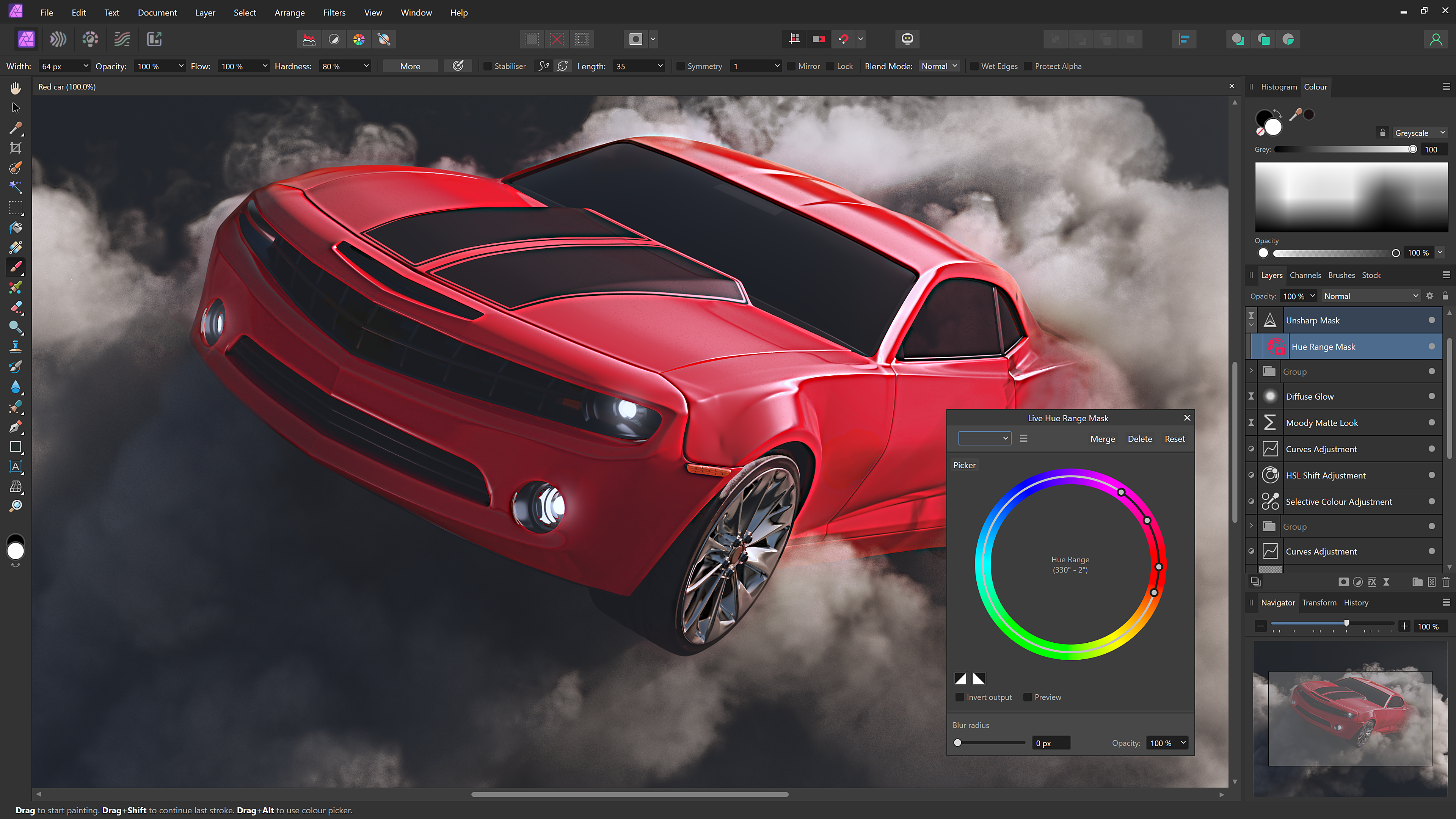 Un proyecto de muestra en Affinity Photo.