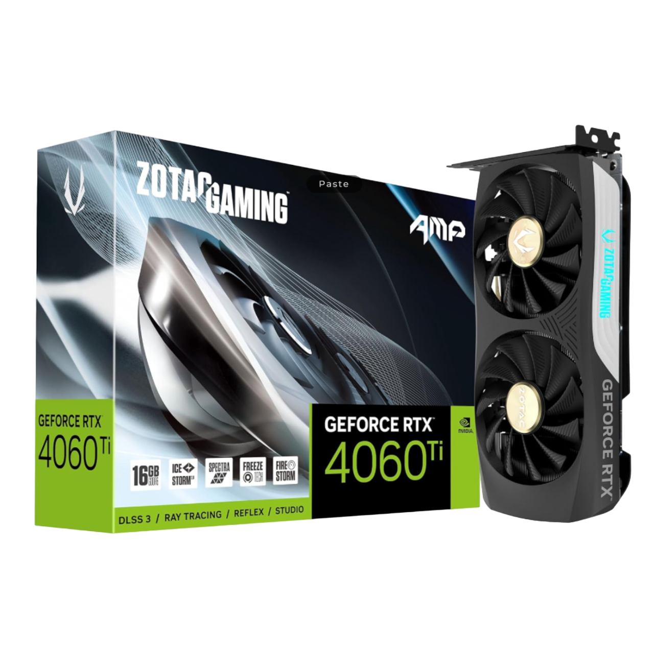 Una representación transparente de la ZOTAC GAMING GeForce RTX 4060 Ti 16GB AMP