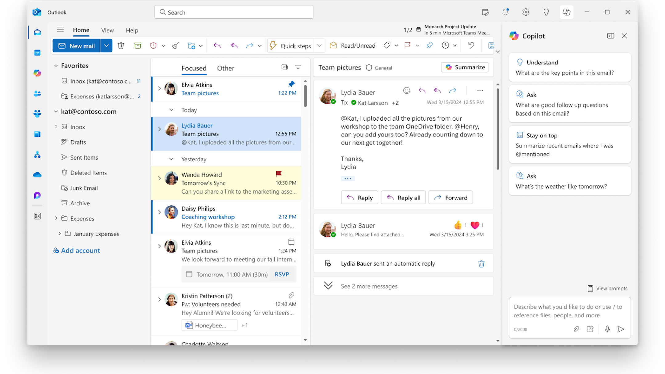 La nueva integración de Copilot en Outlook