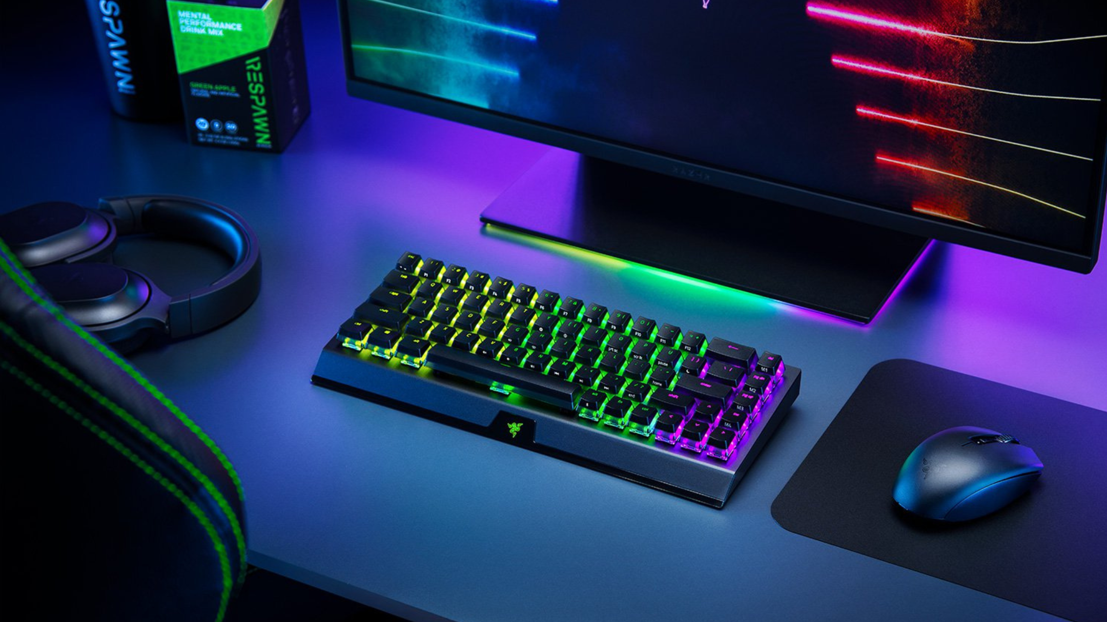 Razer BlackWidow V3 Mini HyperSpeed ​​en el escritorio