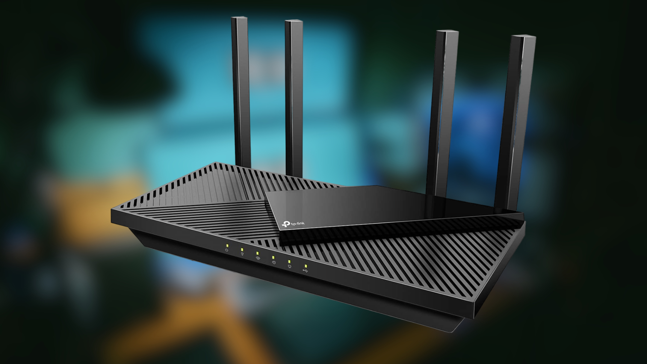 TP-Link Archer AX55 router on blurred background