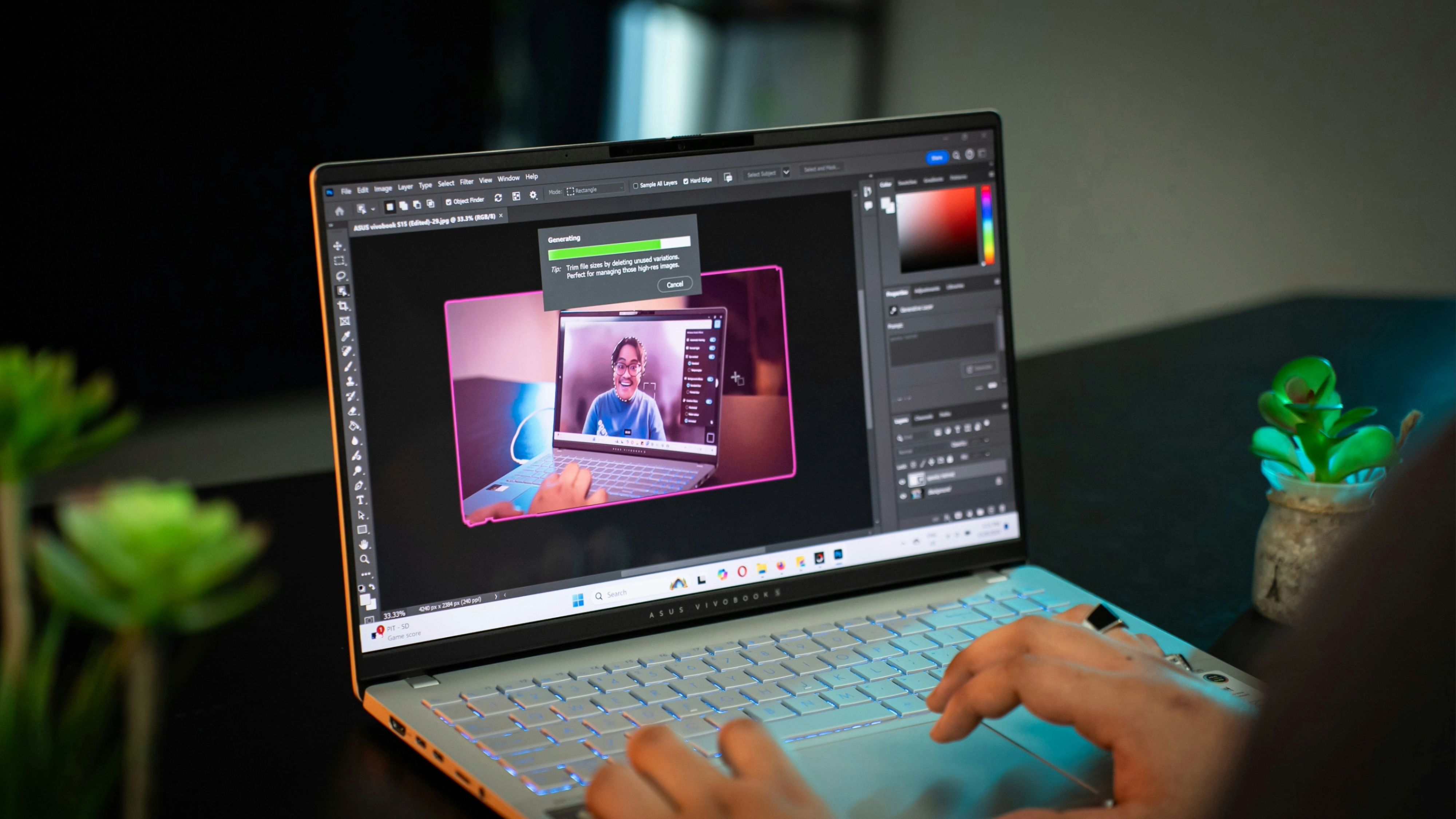 Programa Adobe Photoshop ejecutándose en una computadora portátil con Windows