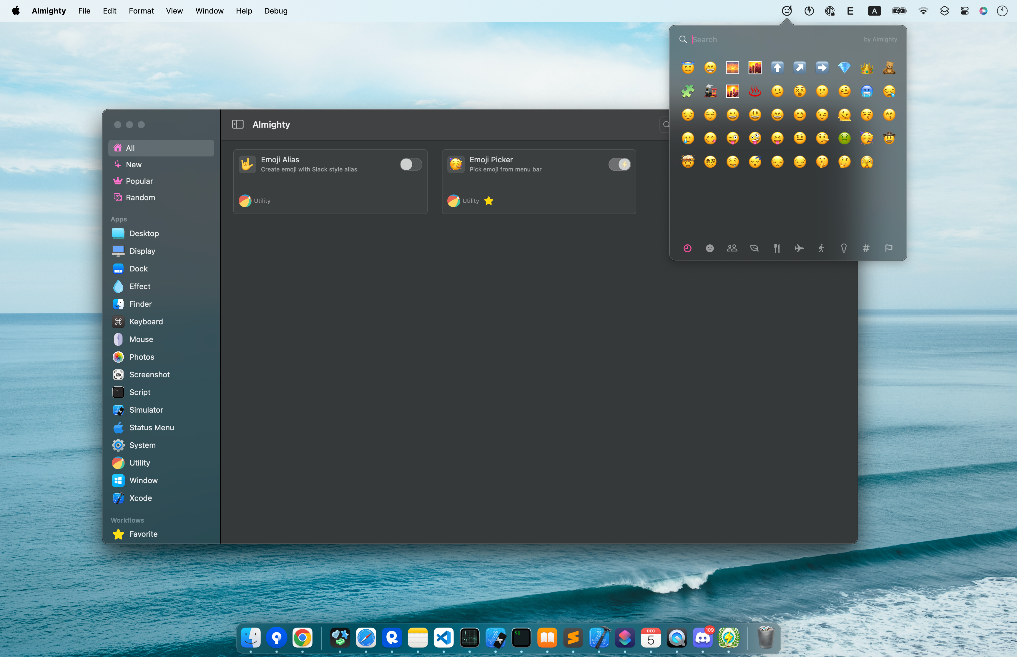 Cómo usar el selector de emojis en Almighty en Mac