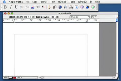 The AppleWorks application on an old Mac.