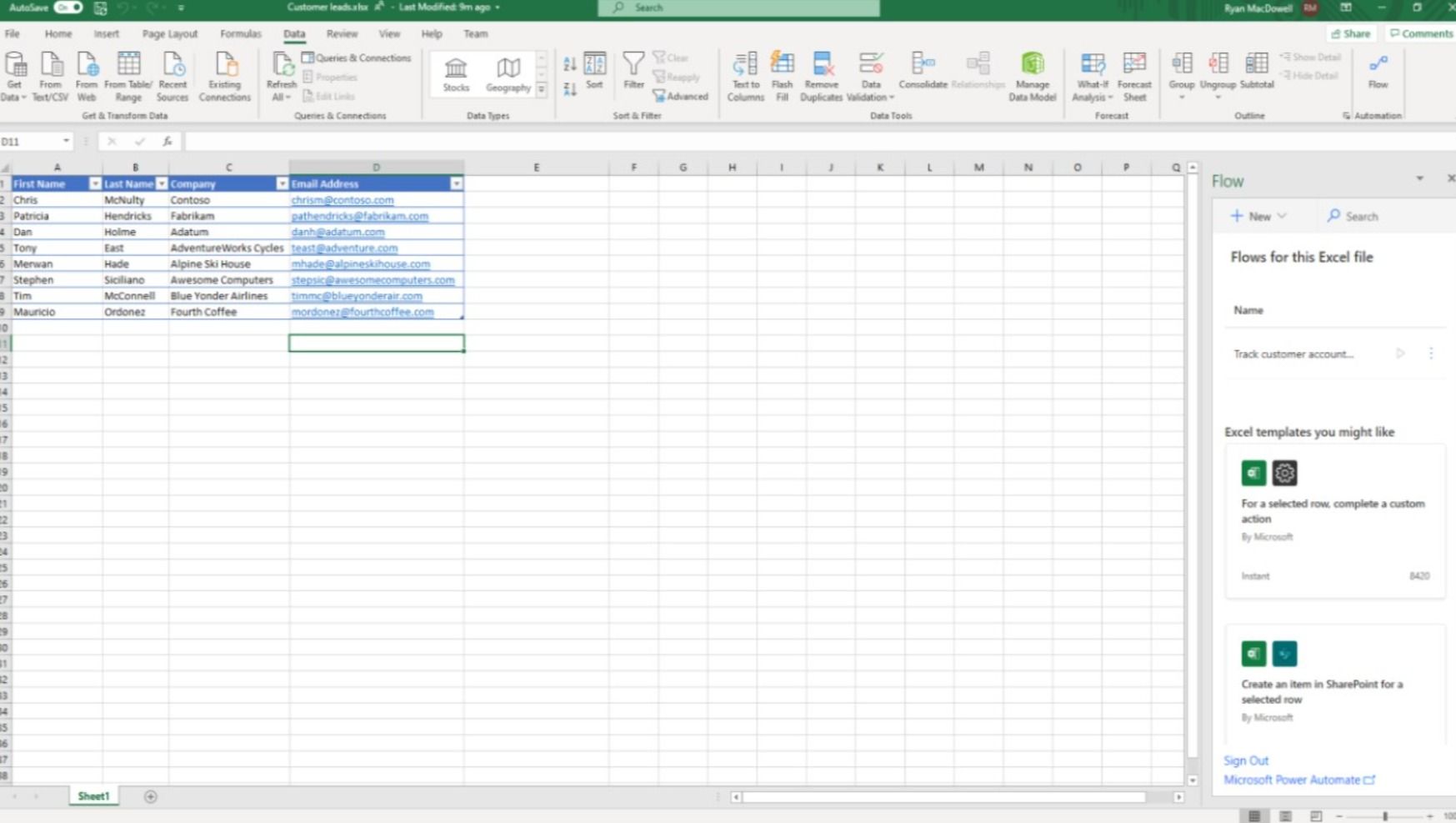 Complemento Power Automate para Microsoft Excel