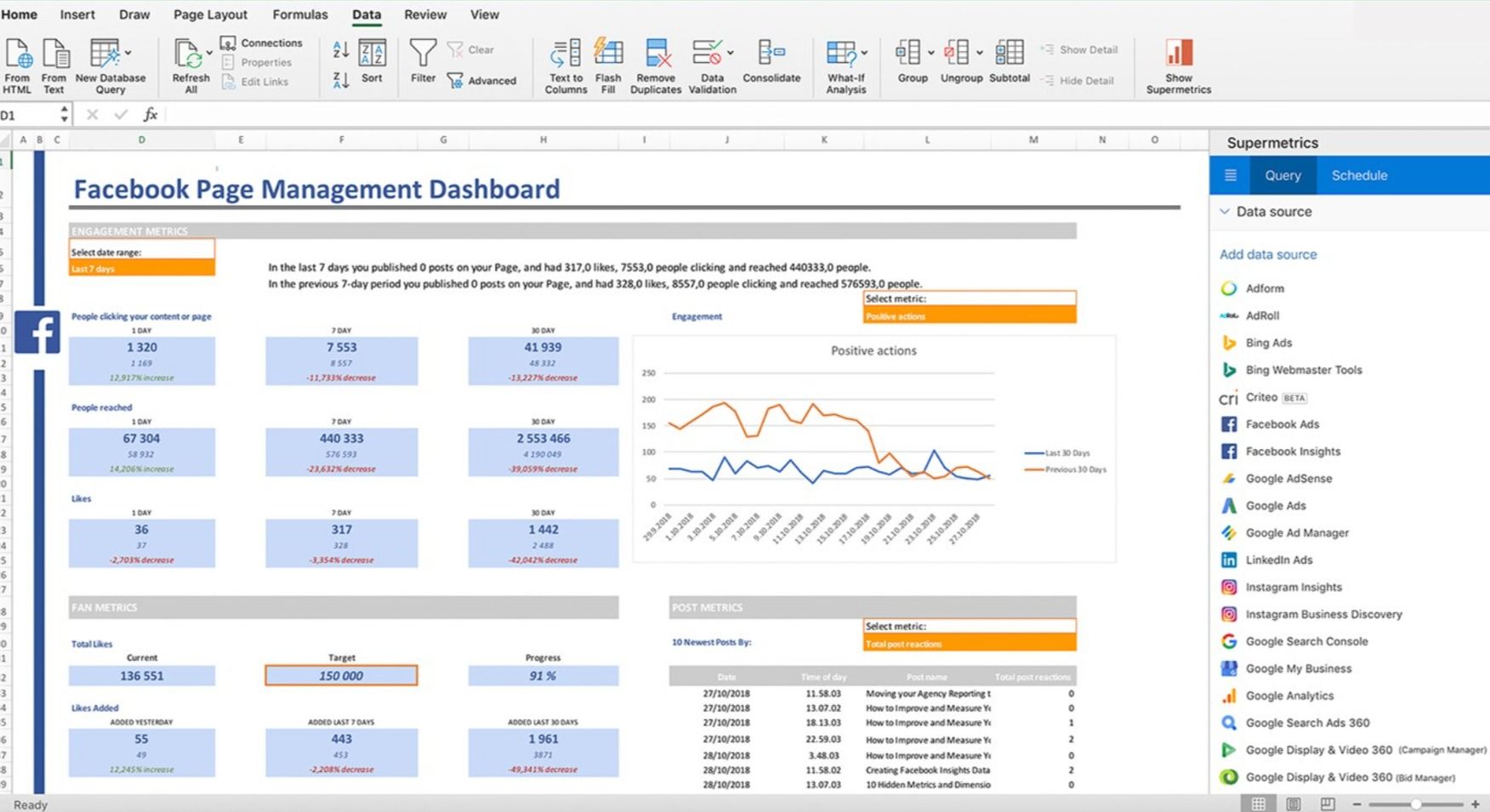 Complemento Supermetrics para Excel