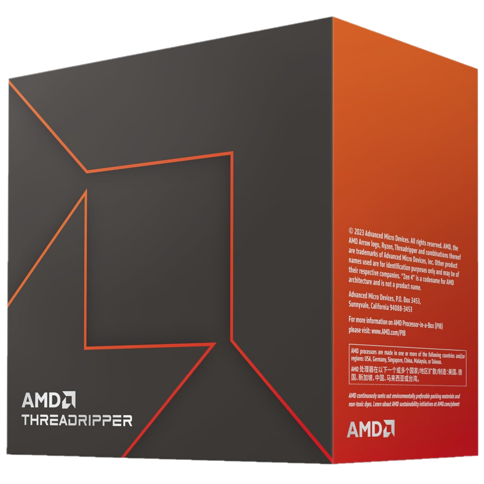 Representación de la caja de la CPU AMD Ryzen Threadripper