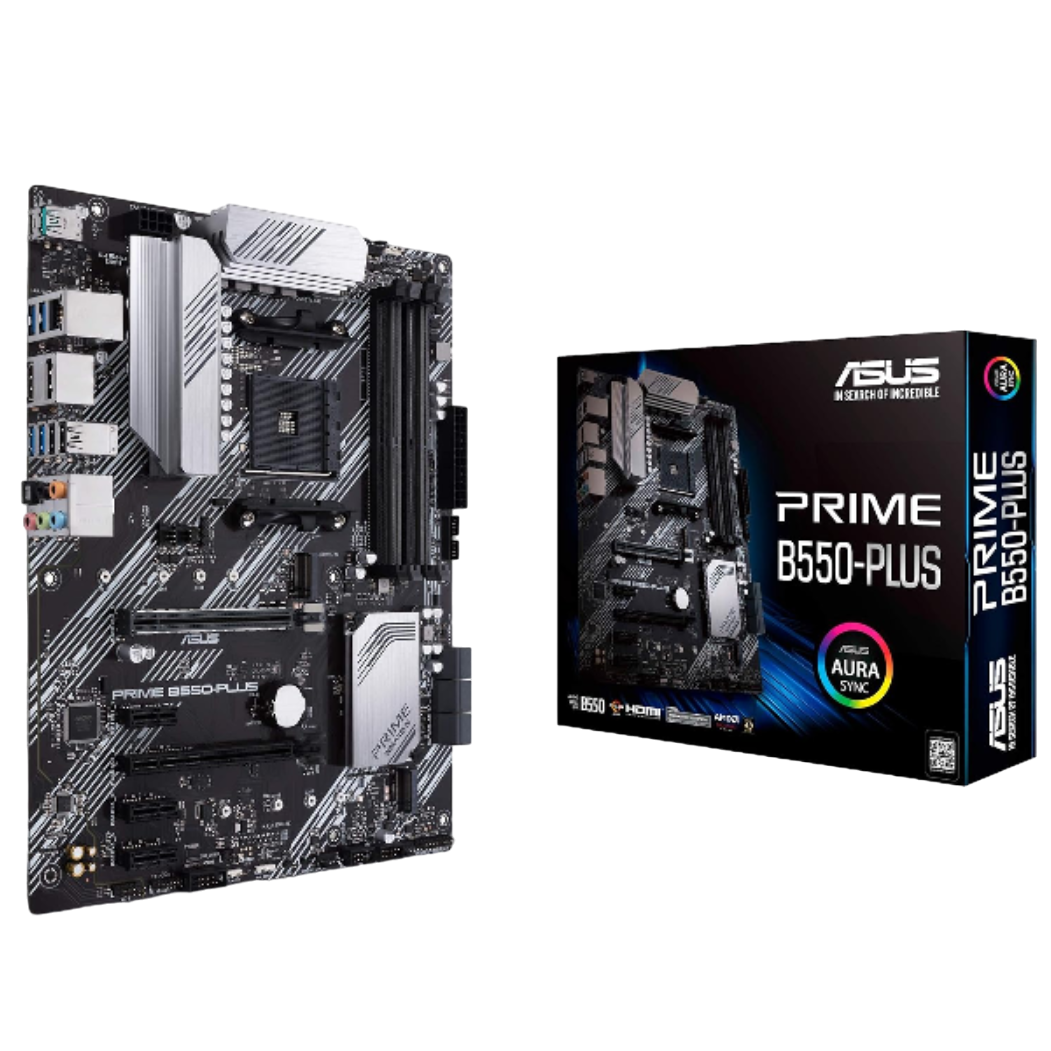 Una representación transparente de la placa base ASUS Prime B550-PLUS