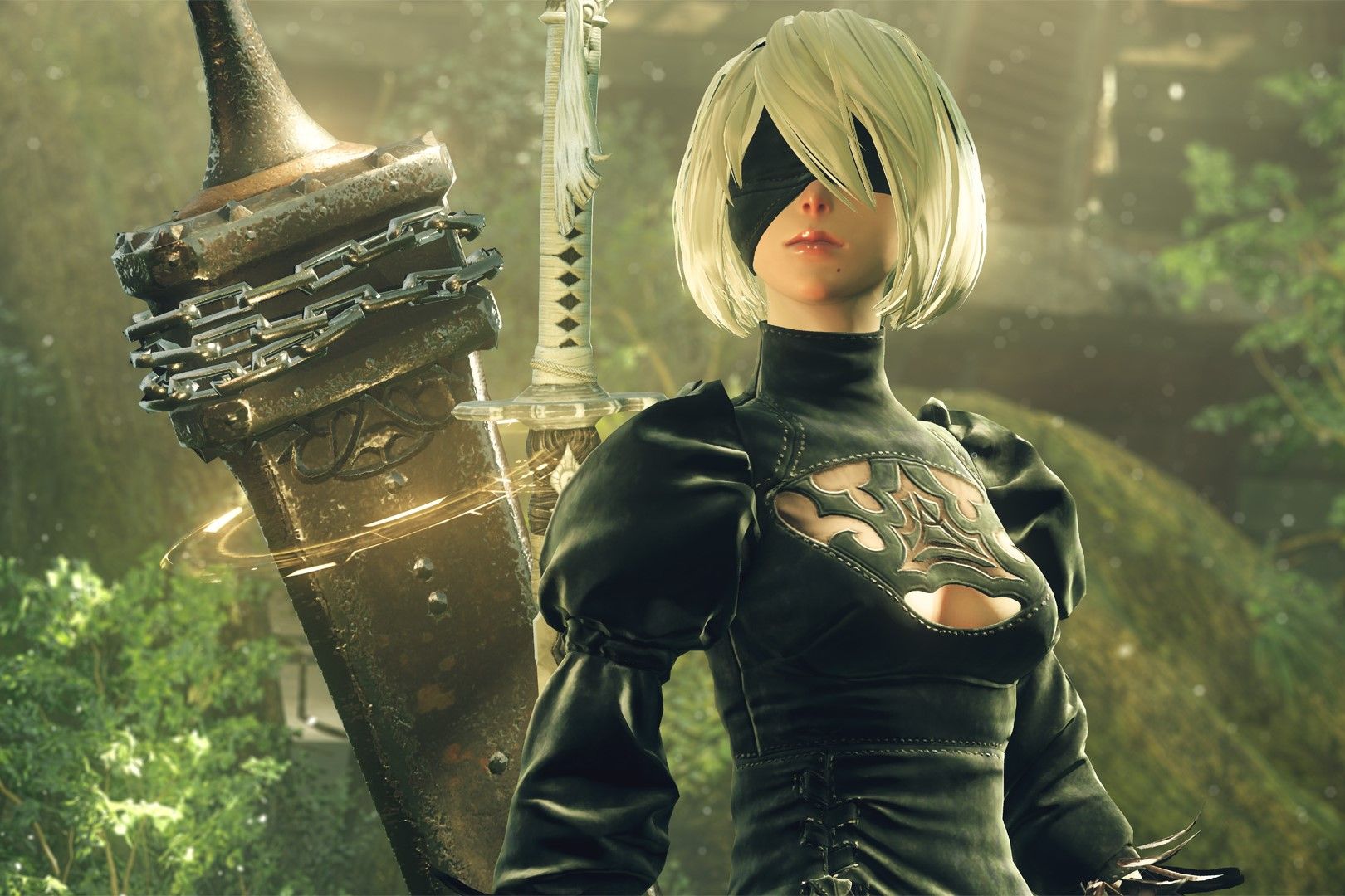 Captura de pantalla de Nier: Automata que muestra a 2B