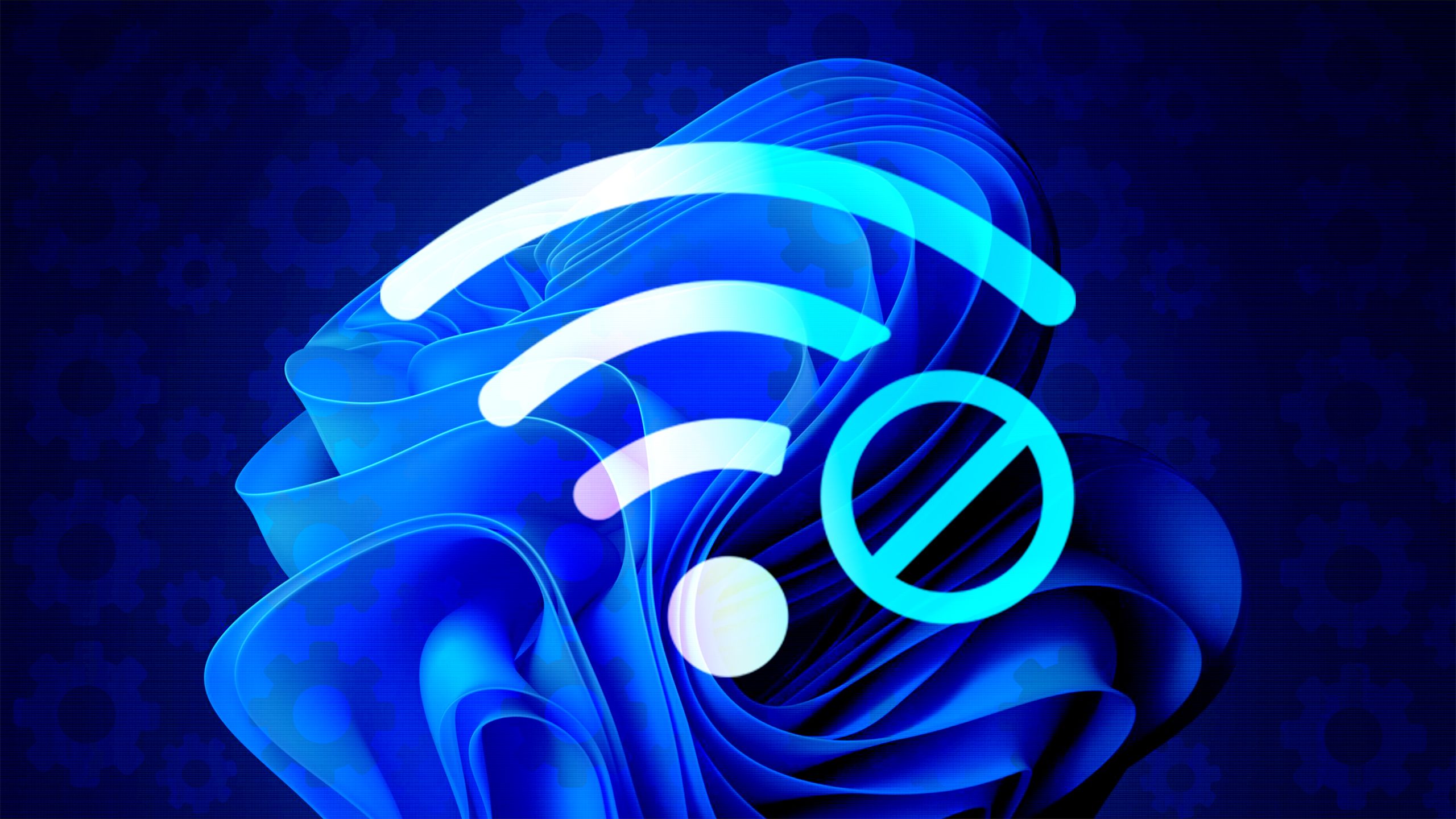 Logotipo de Wi-Fi en la parte superior del fondo de pantalla de Windows 11