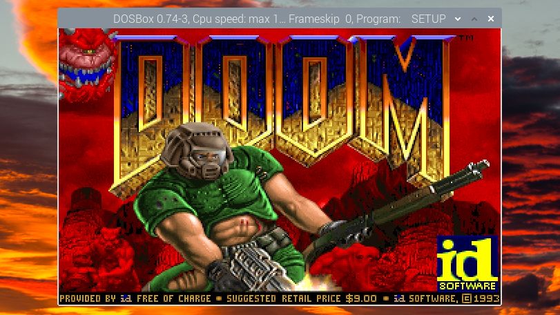 Doom ejecutándose en DOSBox en Raspberry Pi